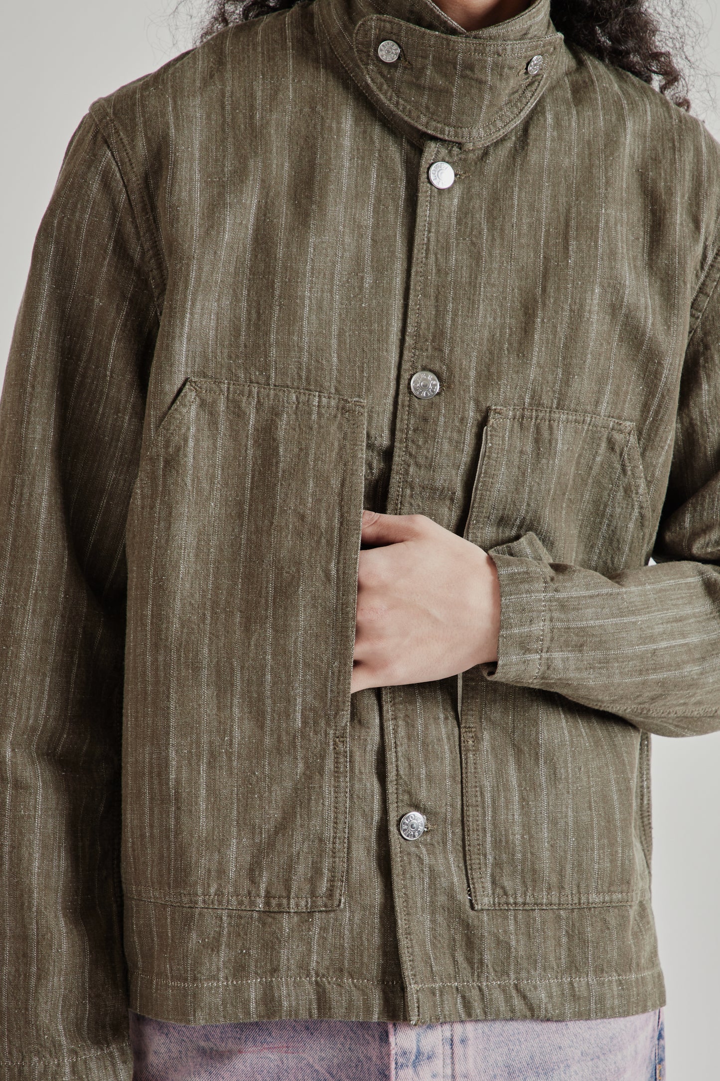 Sunflower SS26 Labour Jacket Stripe Khaki1154