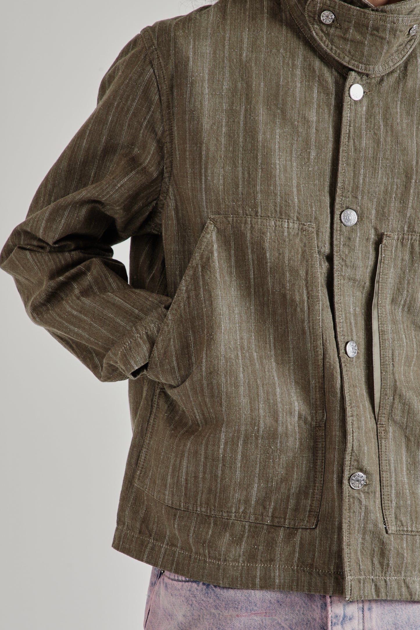 Sunflower SS26 Labour Jacket Stripe Khaki1155