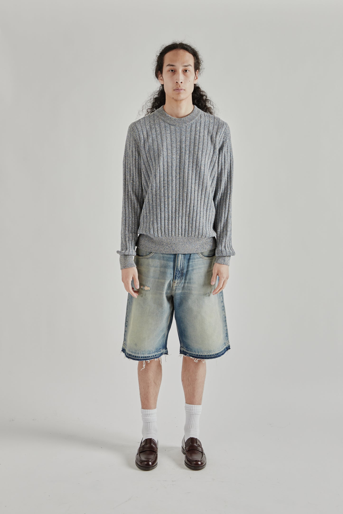 Sunflower SS26 Moon Linen Sweater Blue Mouline1564