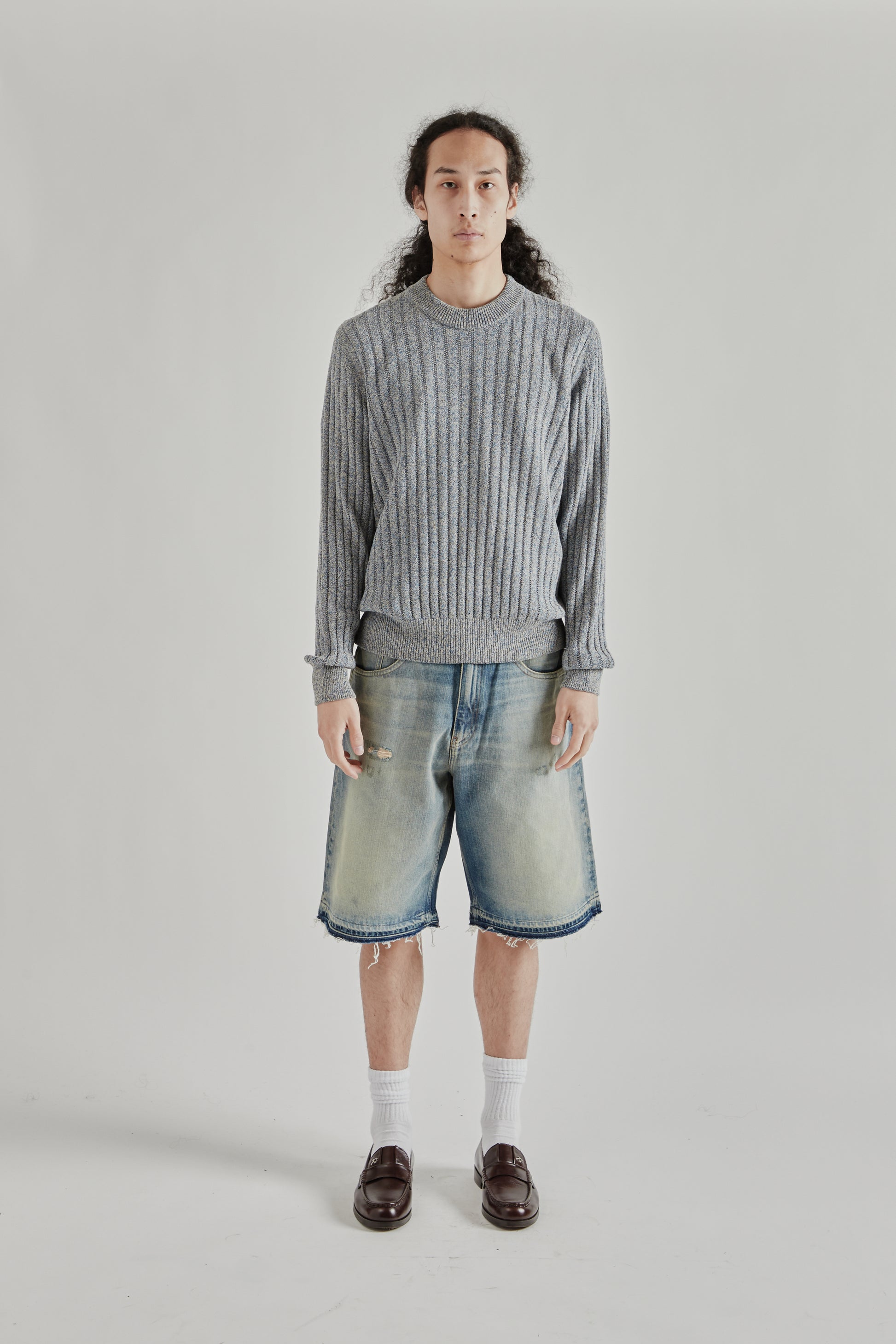 Sunflower SS26 Moon Linen Sweater Blue Mouline1564