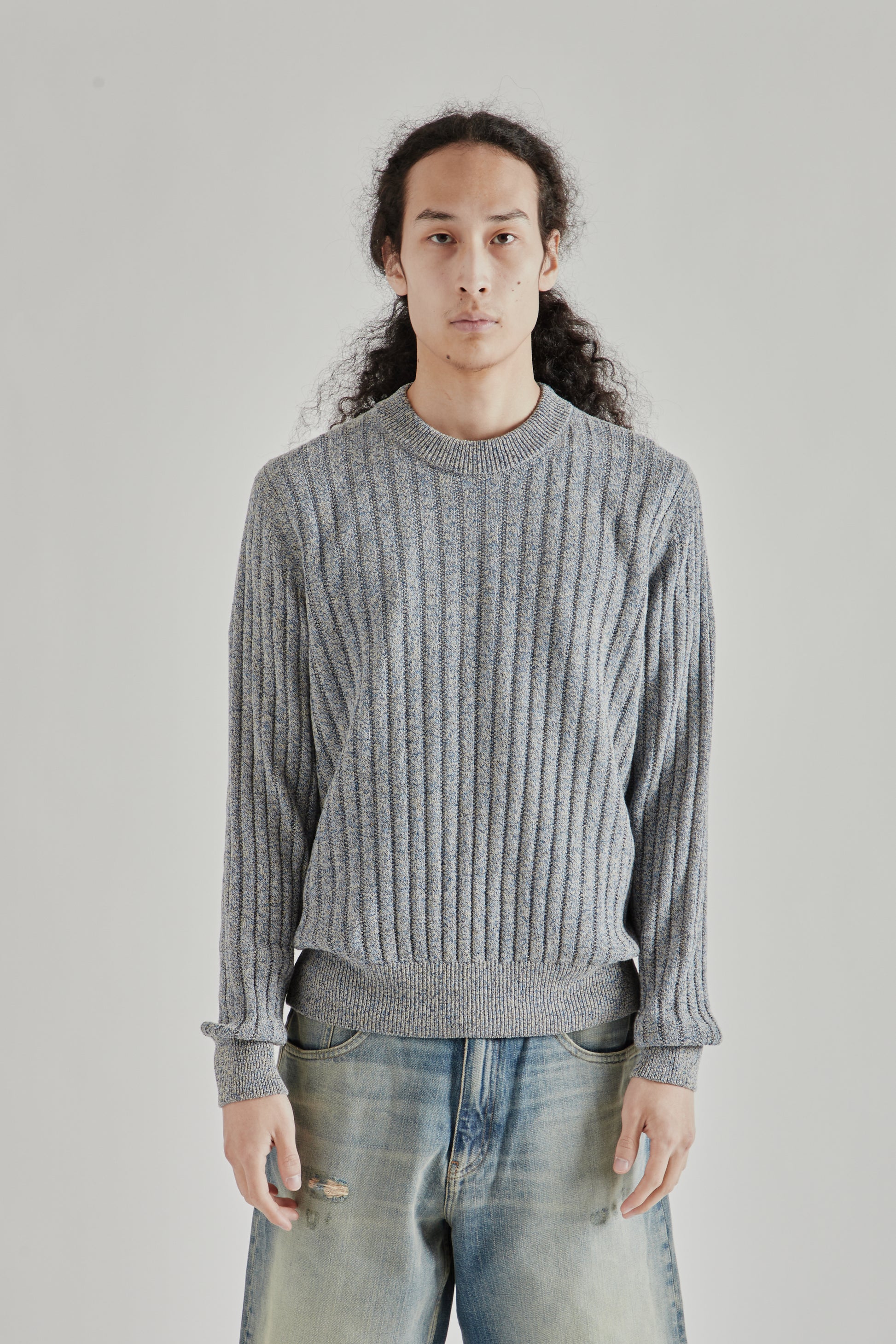 Sunflower SS26 Moon Linen Sweater Blue Mouline1566