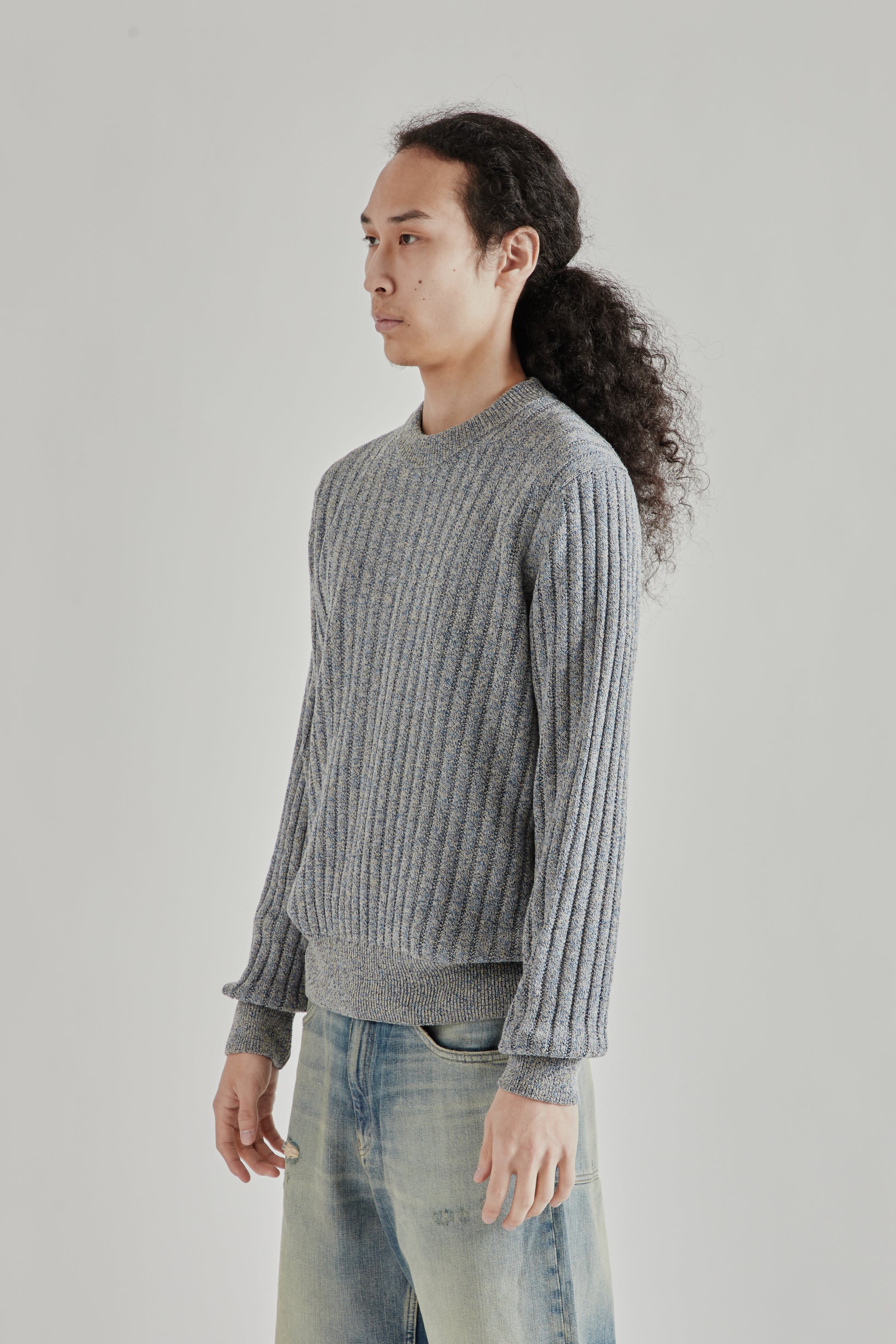Sunflower SS26 Moon Linen Sweater Blue Mouline1568