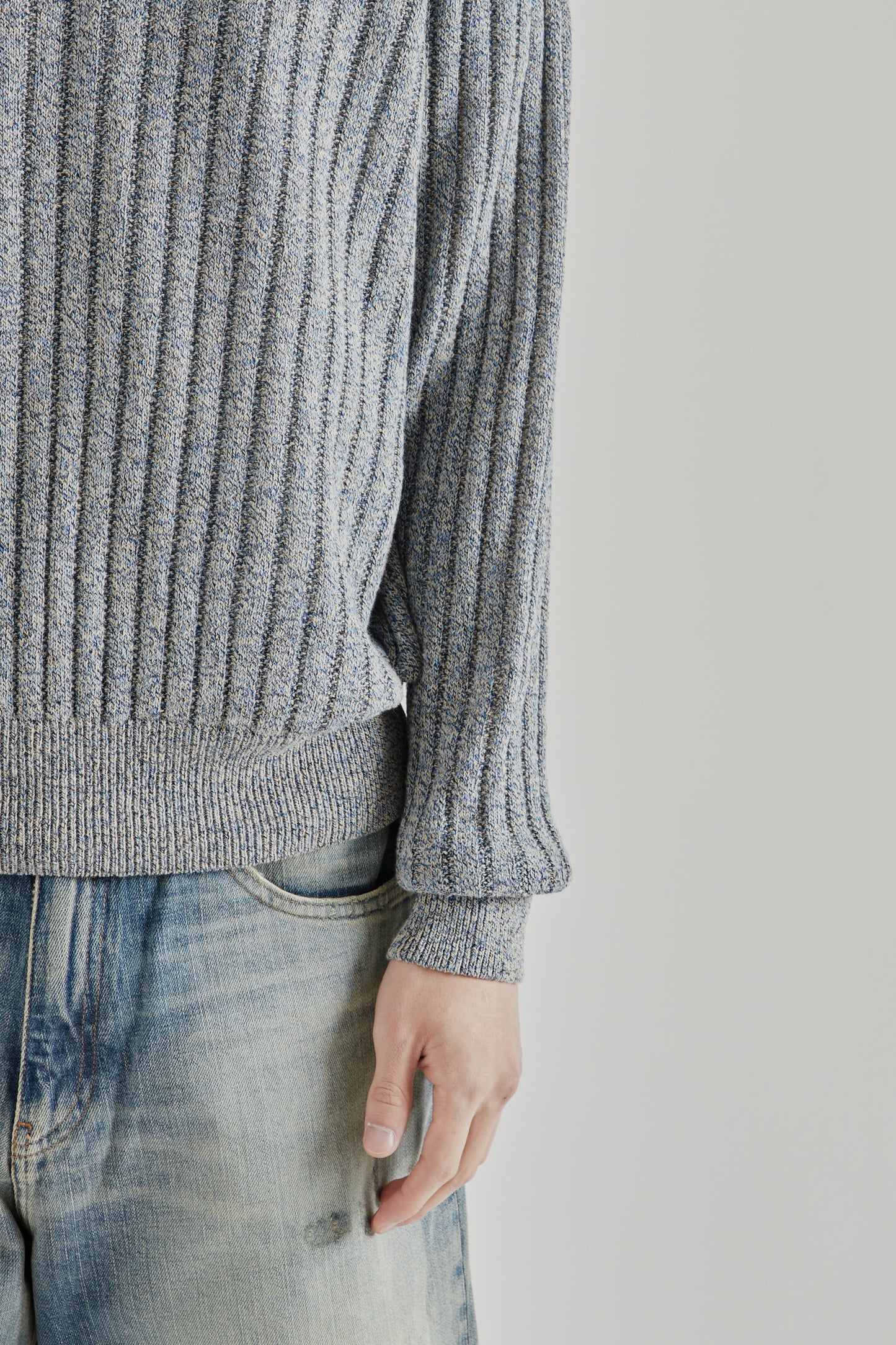 Sunflower SS26 Moon Linen Sweater Blue Mouline1579