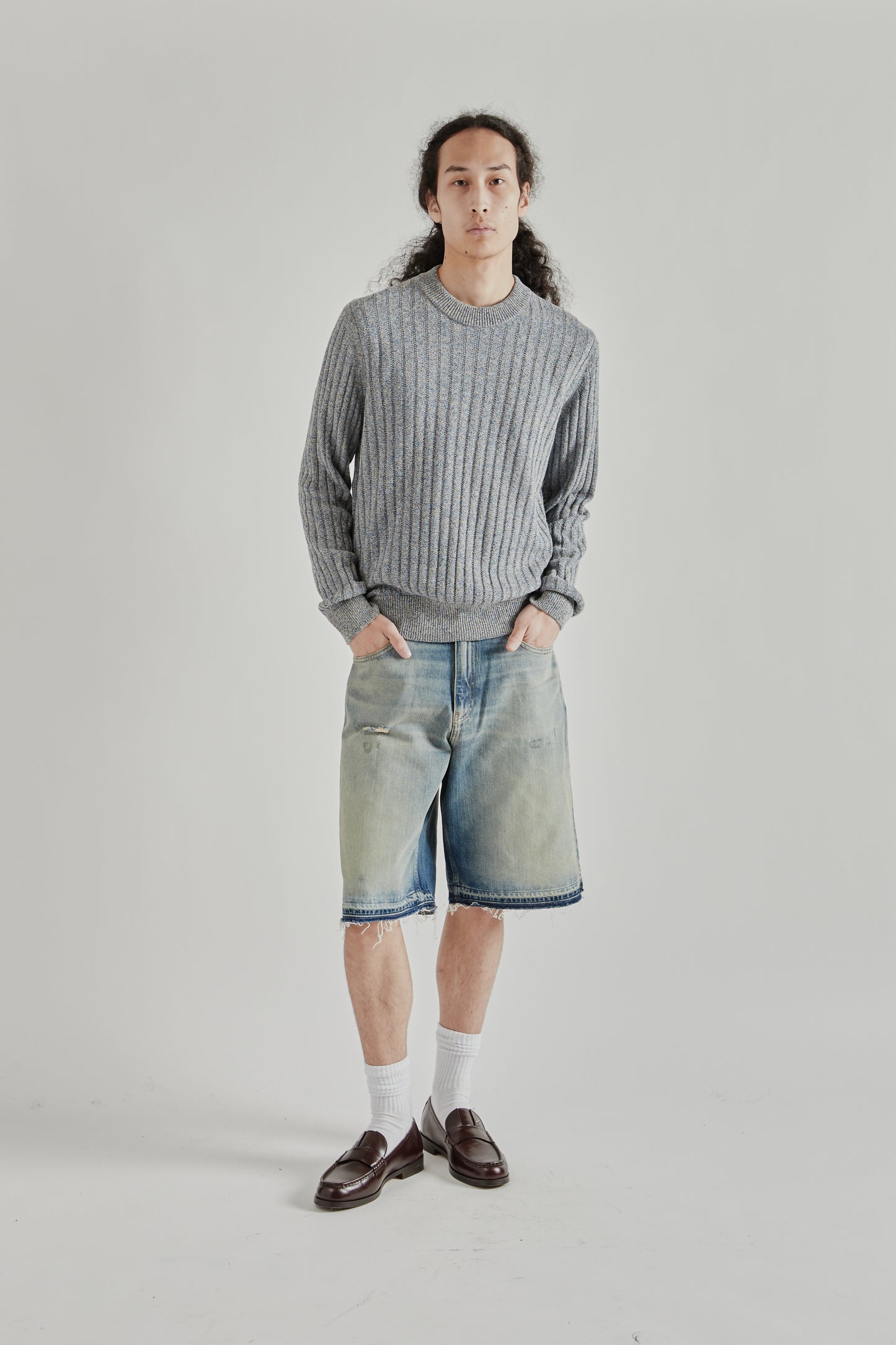 Sunflower SS26 Moon Linen Sweater Blue Mouline1580