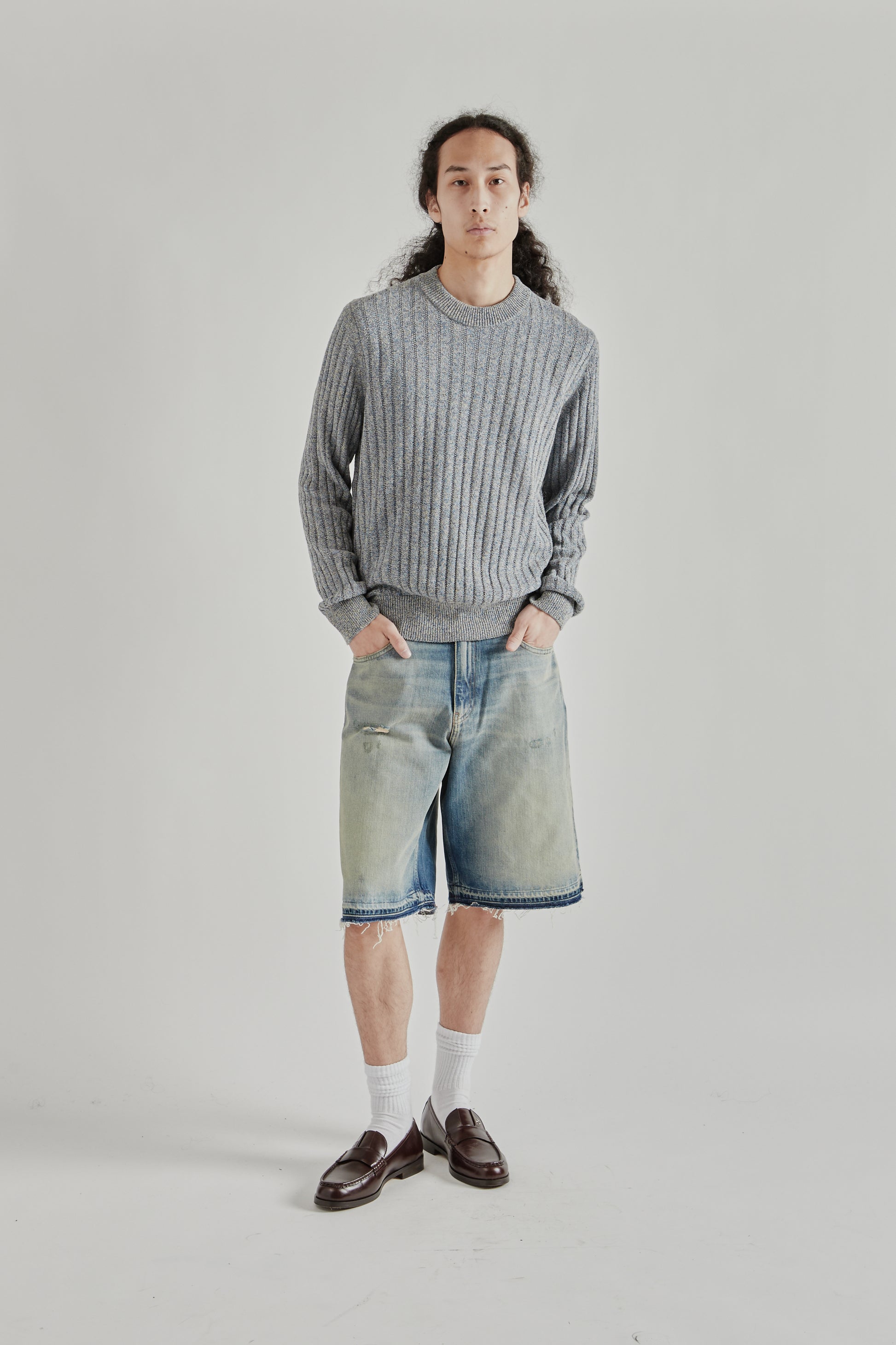 Sunflower SS26 Moon Linen Sweater Blue Mouline1580