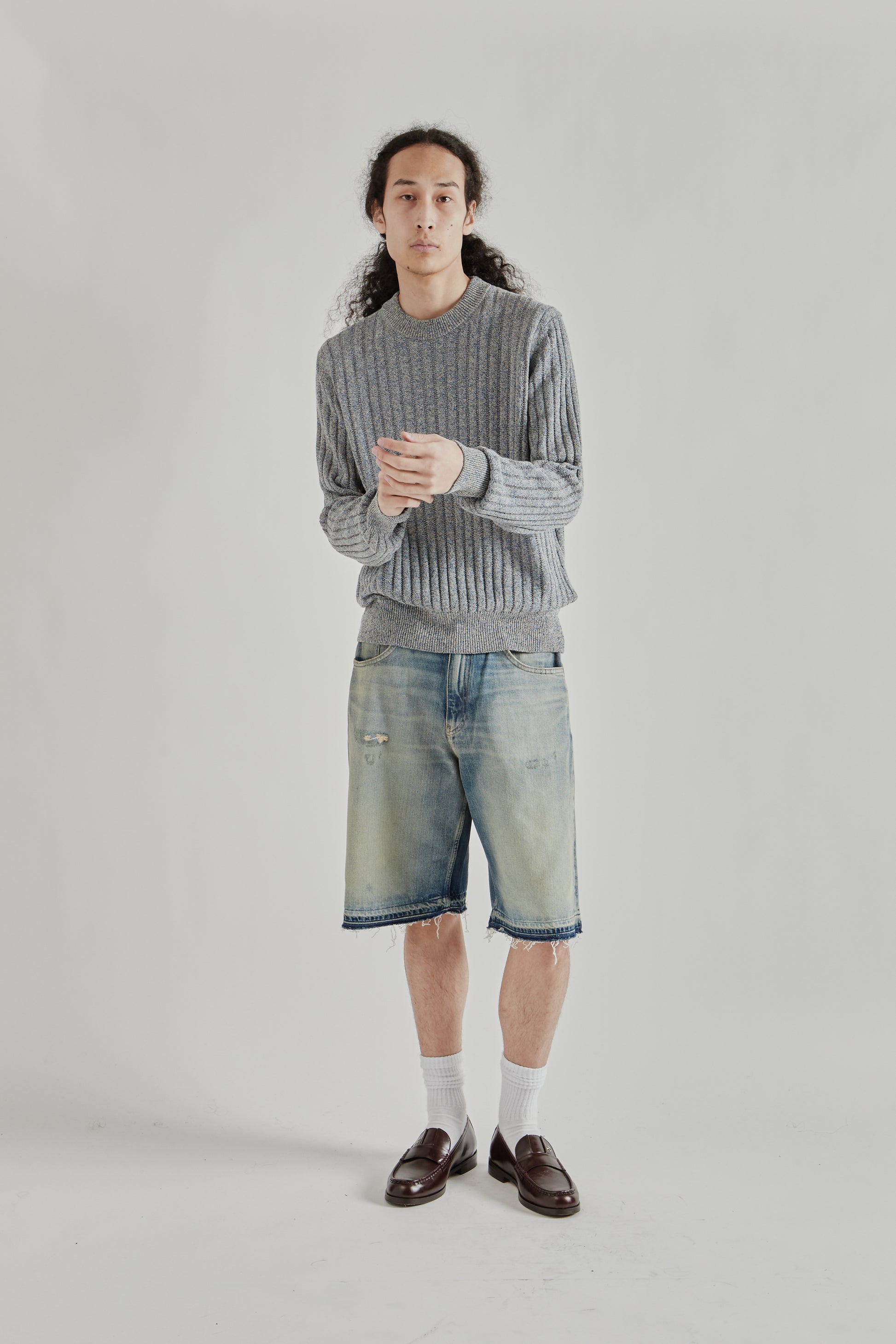 Sunflower SS26 Moon Linen Sweater Blue Mouline1583