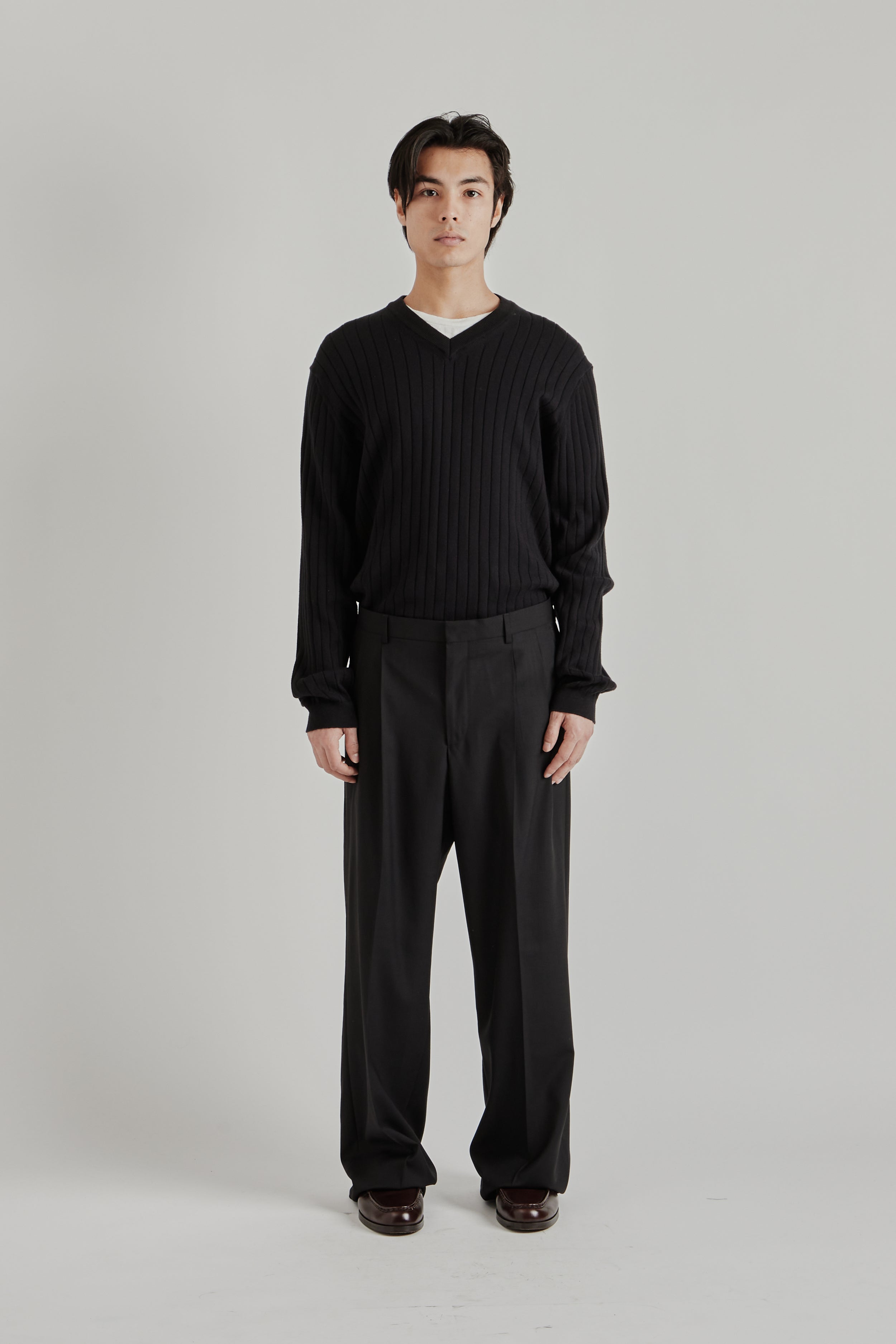 Sunflower Wide Pleated Trouser Tropical Wool - Black | Wallace