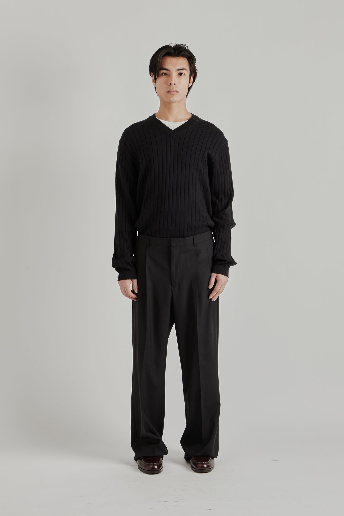 Sunflower SS26 Wide Pleated Trouser Tropical Wool Black2028