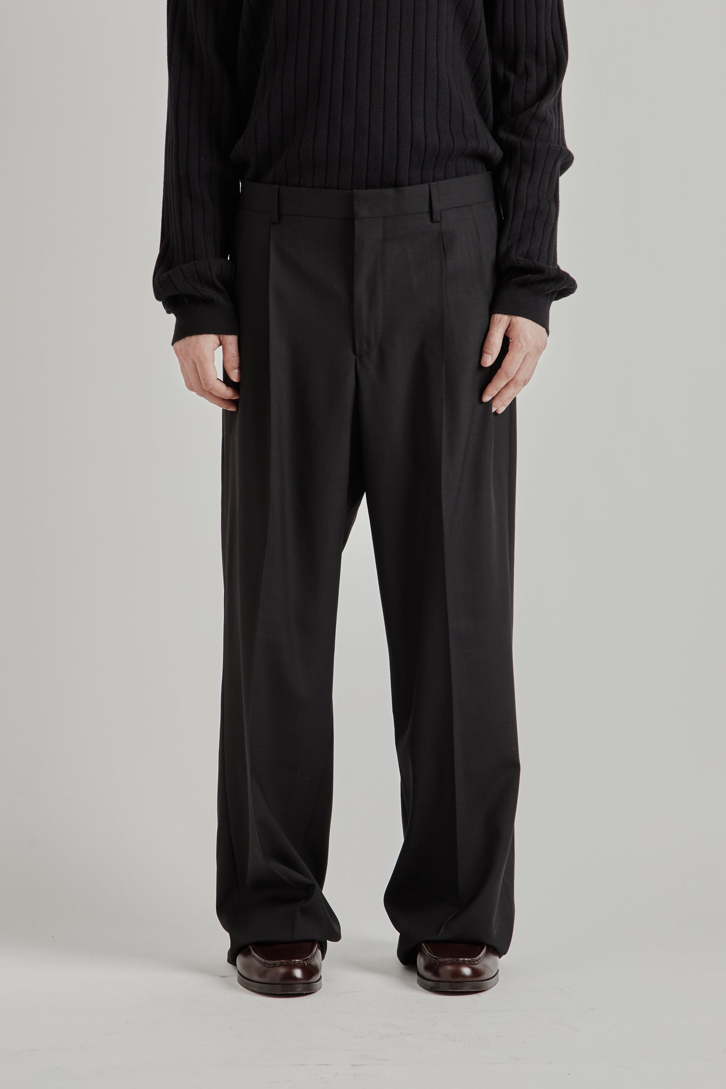 Sunflower SS26 Wide Pleated Trouser Tropical Wool Black2030