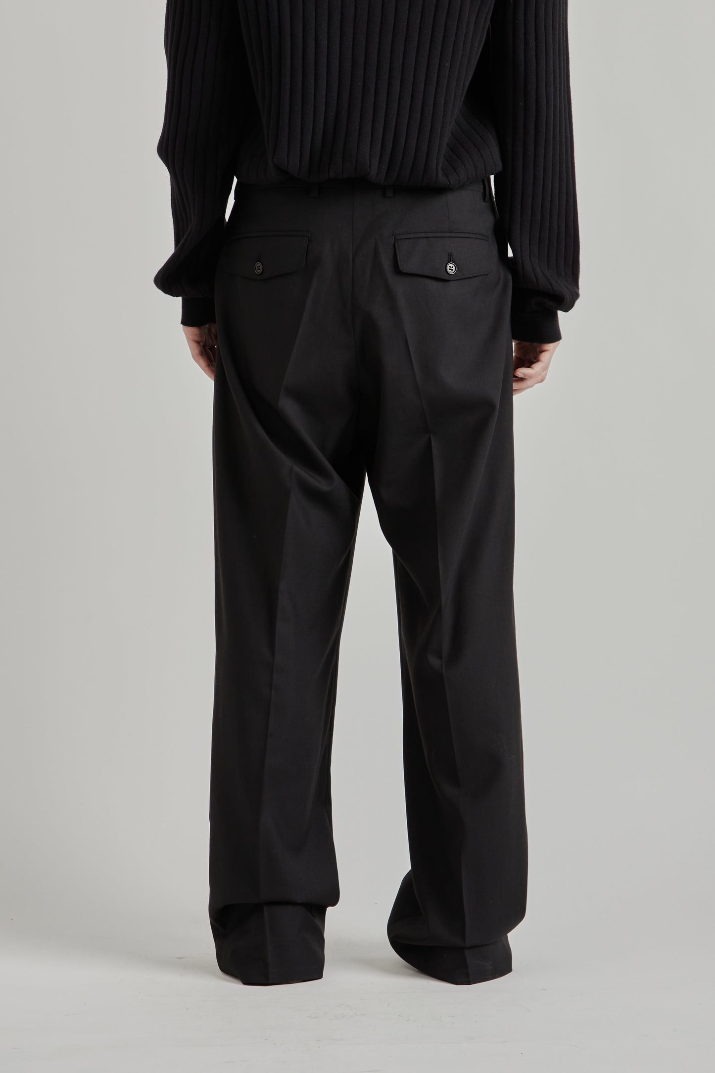 Sunflower SS26 Wide Pleated Trouser Tropical Wool Black2037