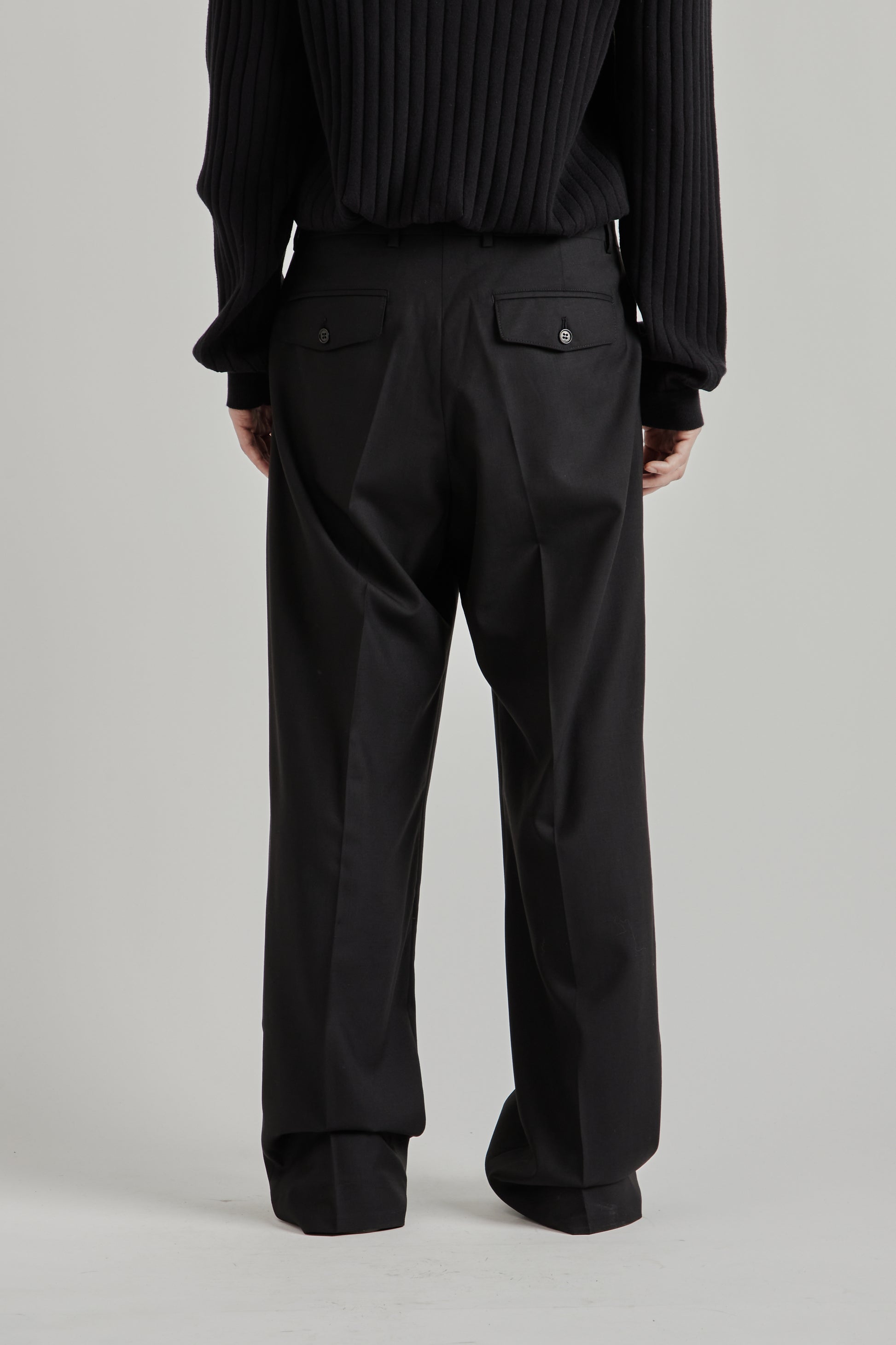 Sunflower SS26 Wide Pleated Trouser Tropical Wool Black2037