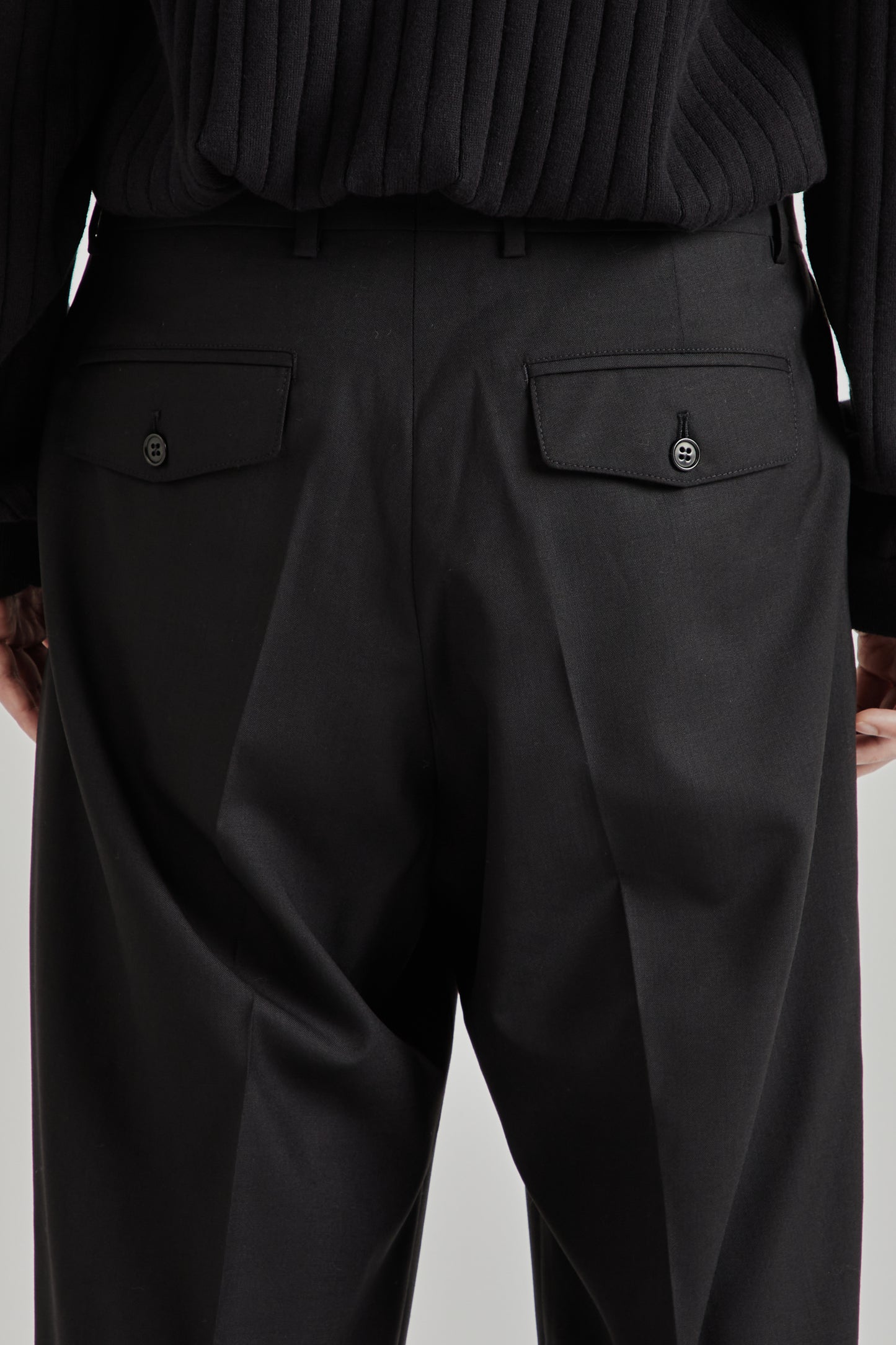 Sunflower SS26 Wide Pleated Trouser Tropical Wool Black2038