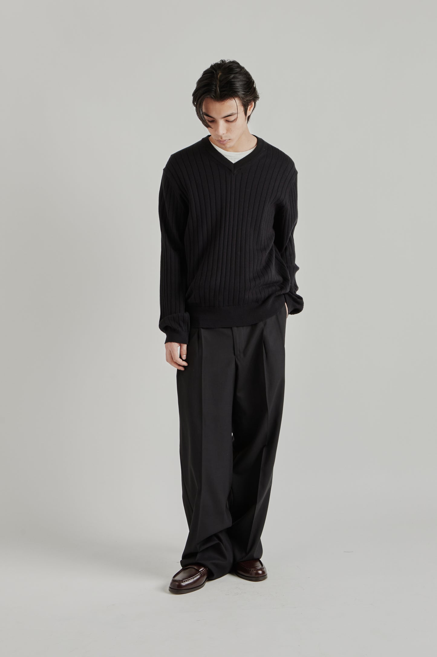 Sunflower SS26 Wide Pleated Trouser Tropical Wool Black2045