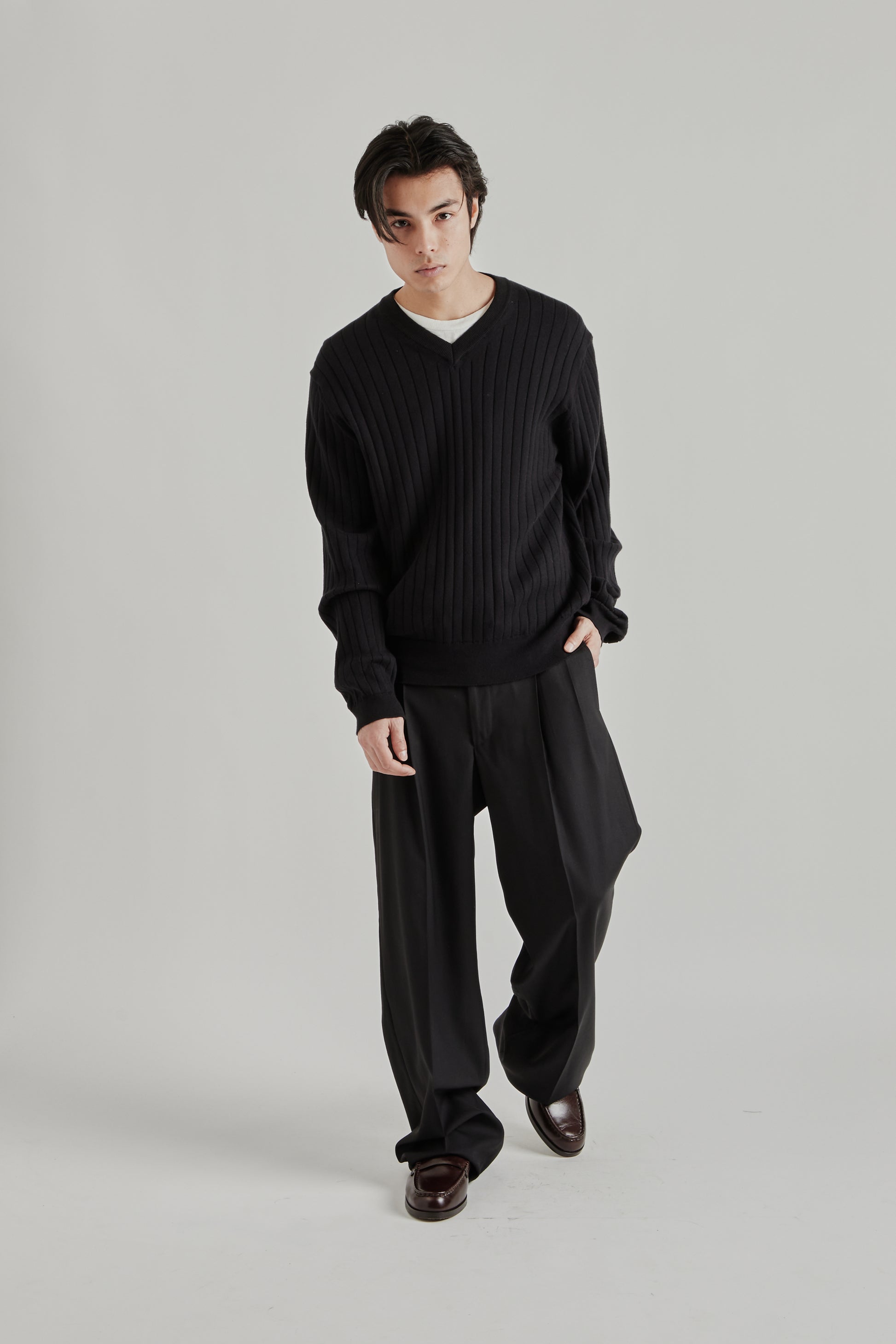 Sunflower SS26 Wide Pleated Trouser Tropical Wool Black2050
