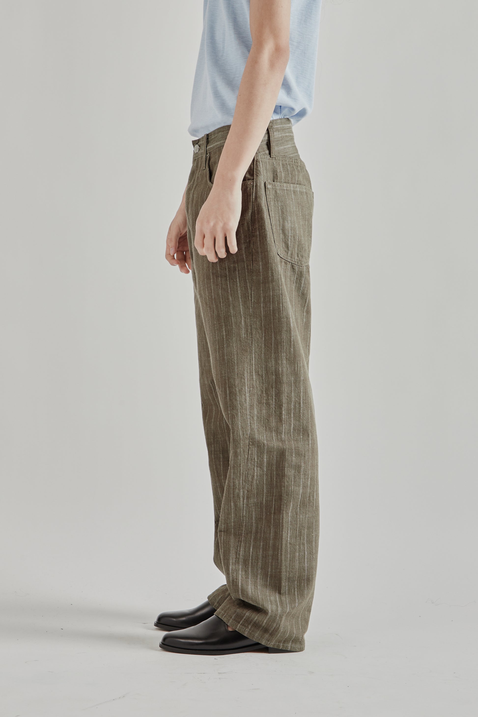 Sunflower SS26 Wide Twist Jeans Stripe Khaki1492