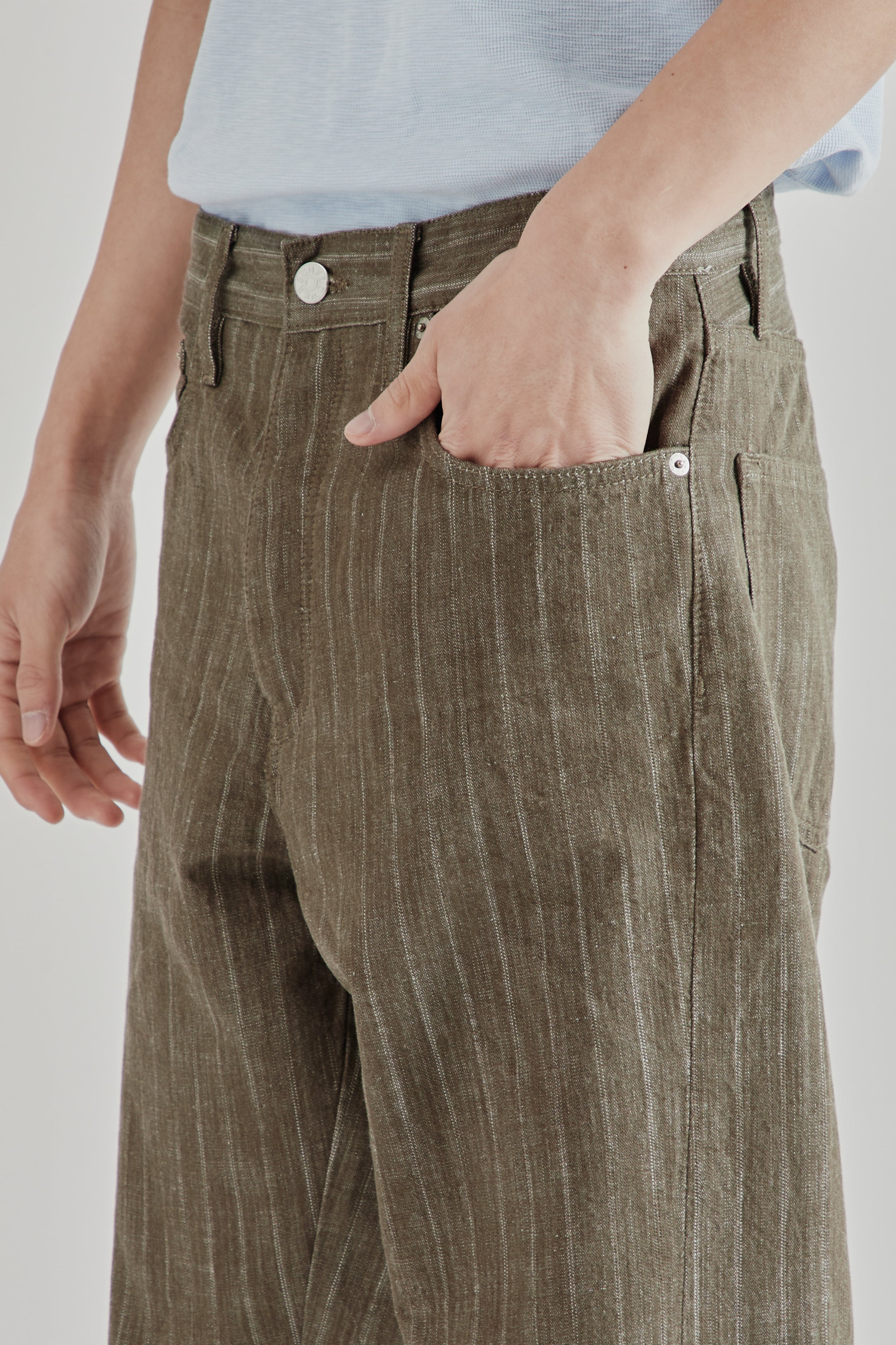 パンツ SUNFLOWER 26SS Wide Twist[Stripe Khaki] Sunflower Wide Twist Denim - Stripe Khaki | Wallace Mercantile Shop