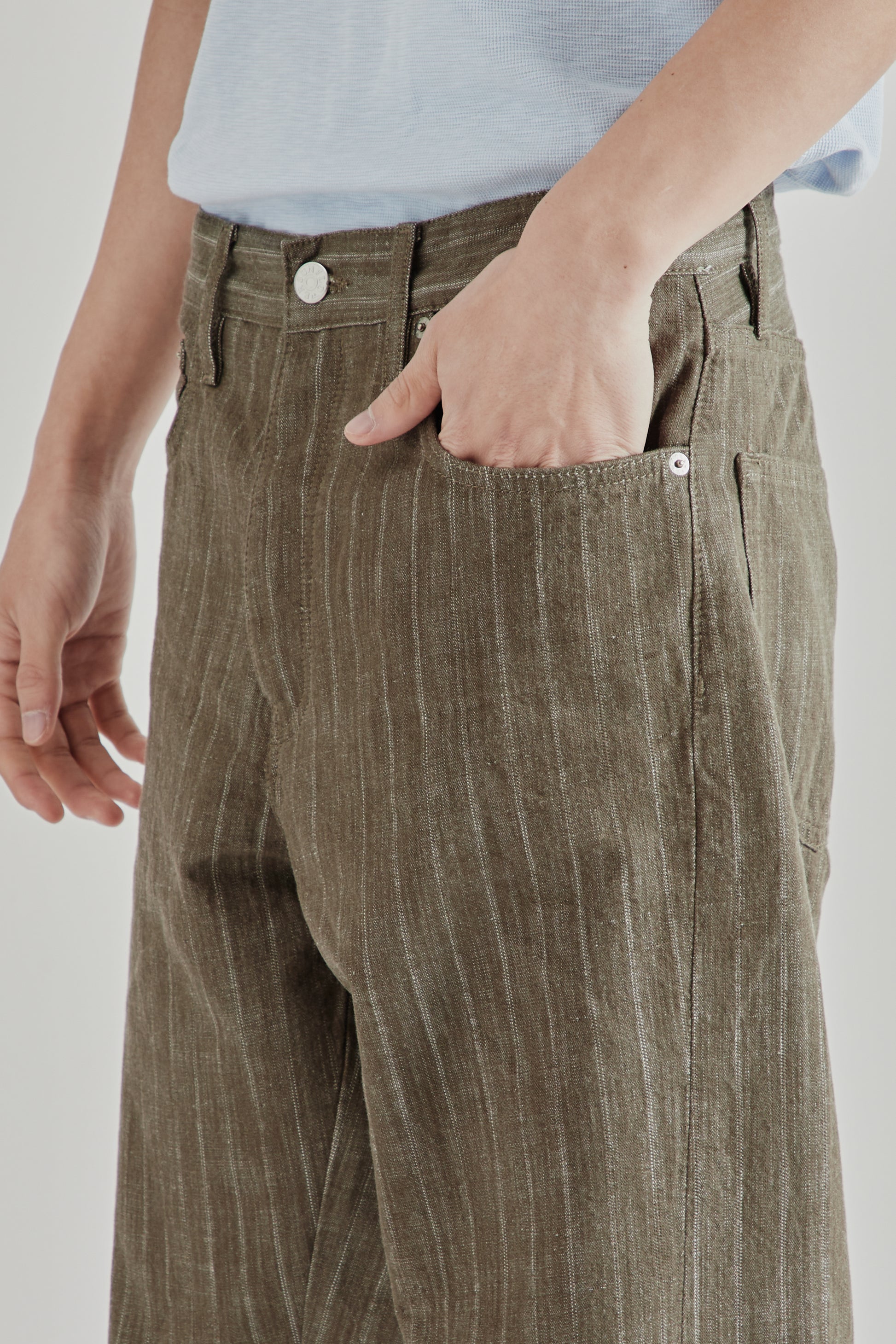 Sunflower SS26 Wide Twist Jeans Stripe Khaki1502
