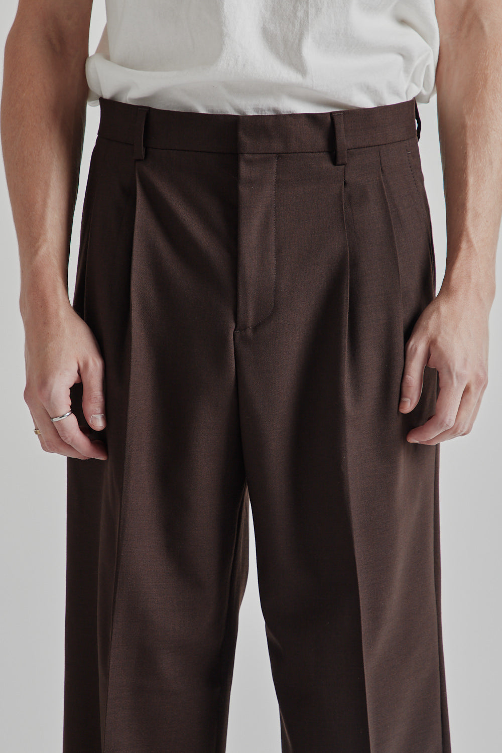 Sunflower Wide Pleated Trouser - Brown