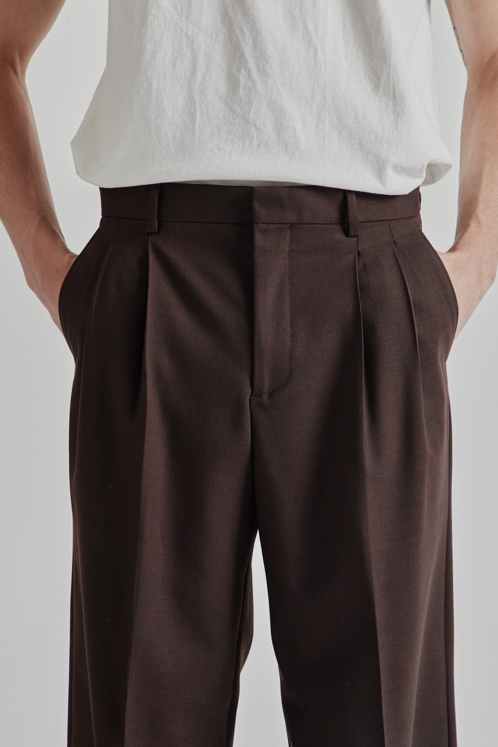 Sunflower Wide Pleated Trouser - Brown