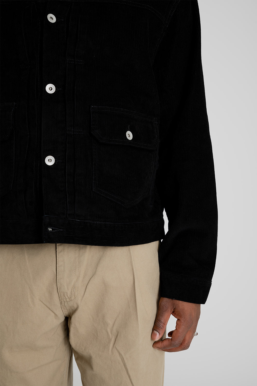 Uniform Bridge Type-2 Corduroy Trucker Jacket Black Detail 02