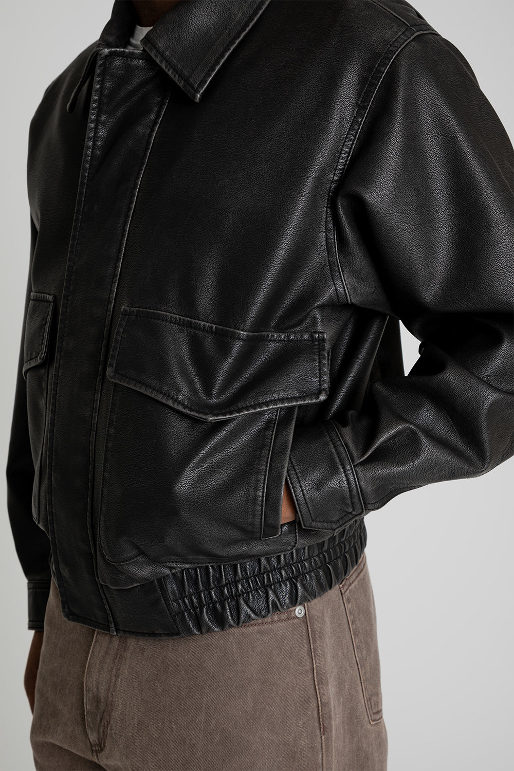 Uniform Bridge Vegan Leather A-2 Jacket Black Detail 03