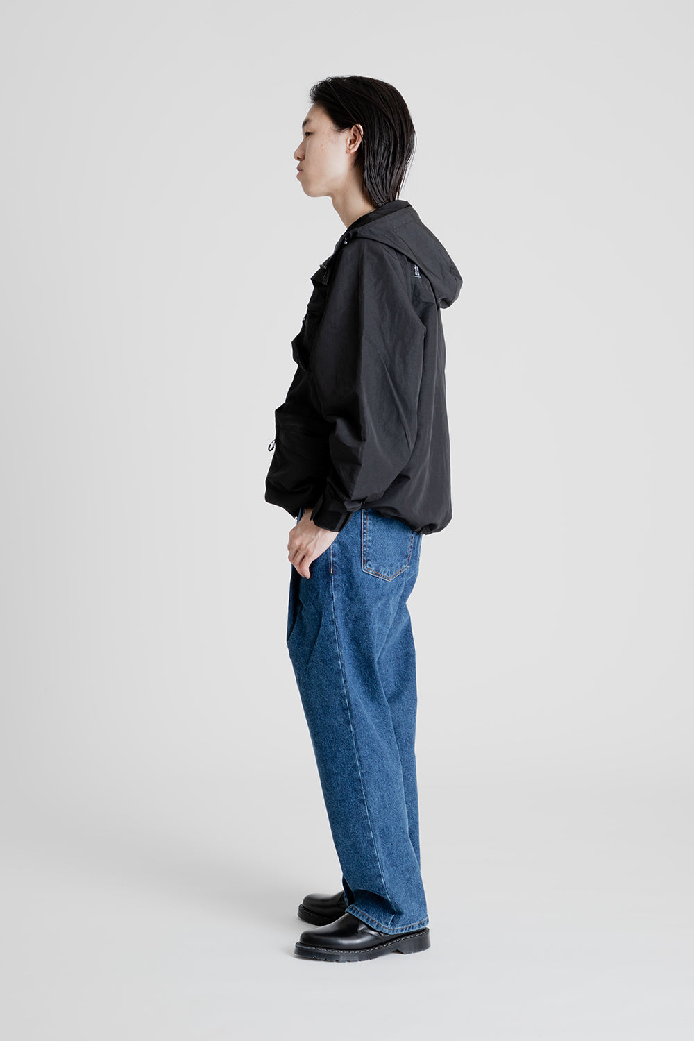 Wide One Tuck Denim Pants - Indigo Washed