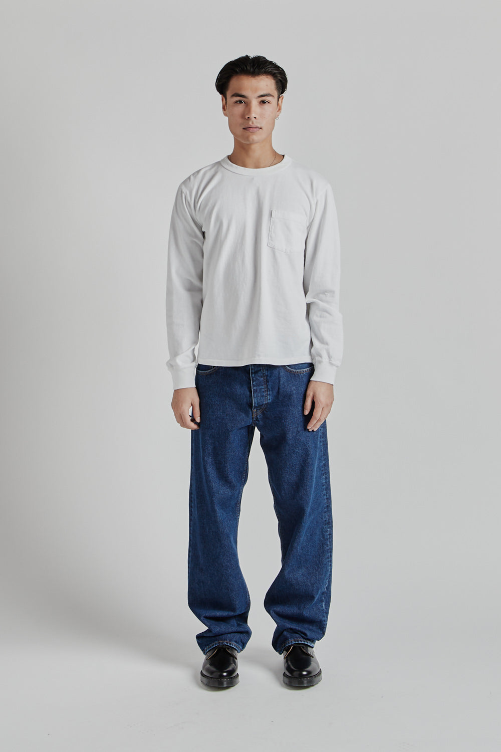 Velva Sheen Pigment Dyed Long Sleeve Pocket Tee White 1