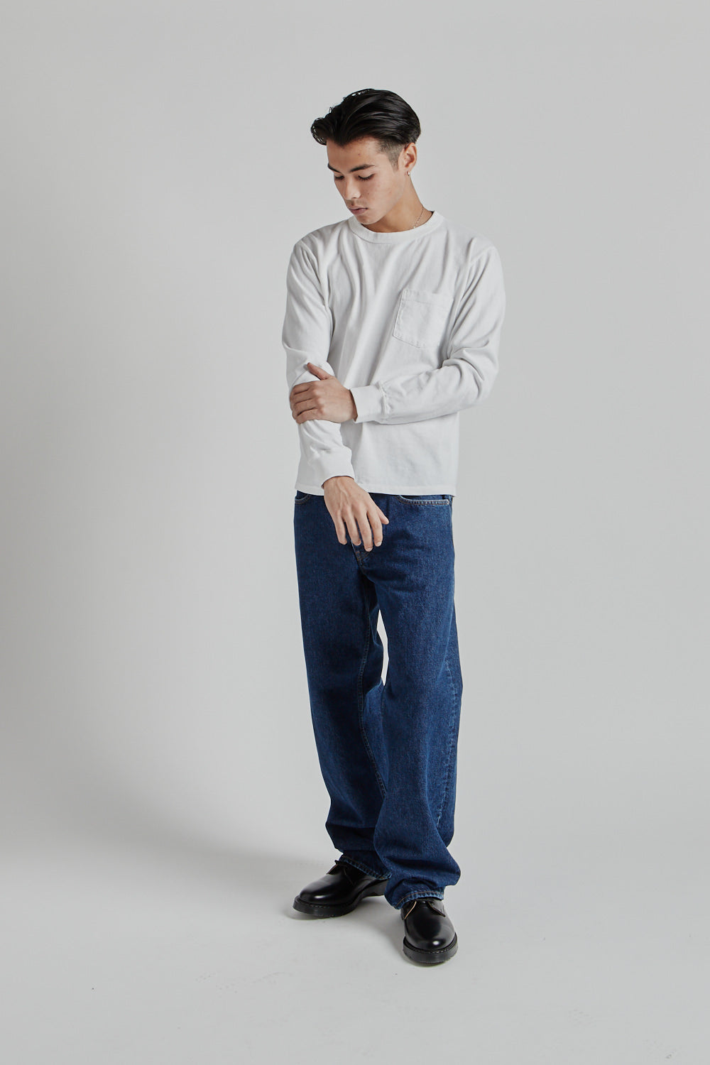 Velva Sheen Pigment Dyed Long Sleeve Pocket Tee White 11