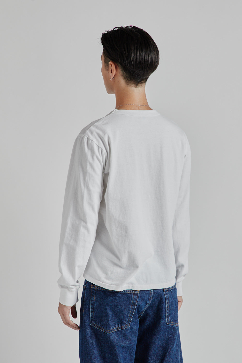 Velva Sheen Pigment Dyed Long Sleeve Pocket Tee White 4