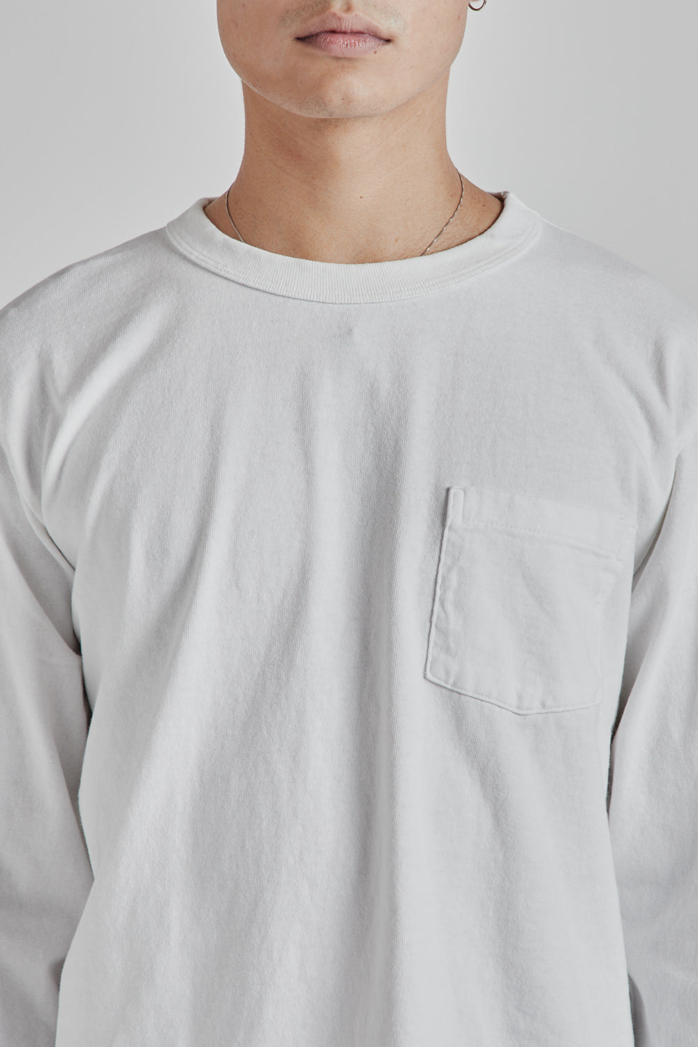 Velva Sheen Pigment Dyed Long Sleeve Pocket Tee White 6