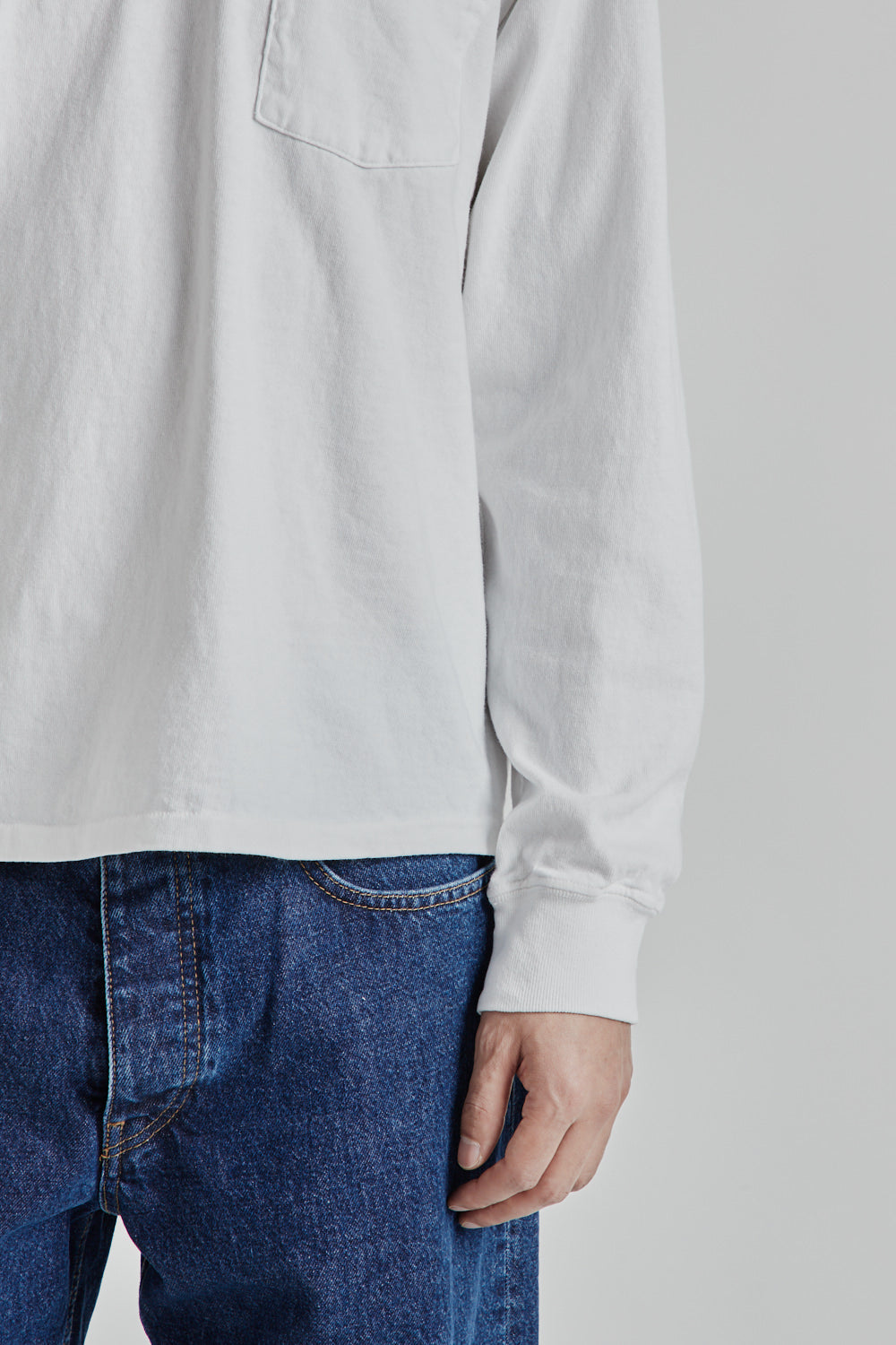 Velva Sheen Pigment Dyed Long Sleeve Pocket Tee White 8