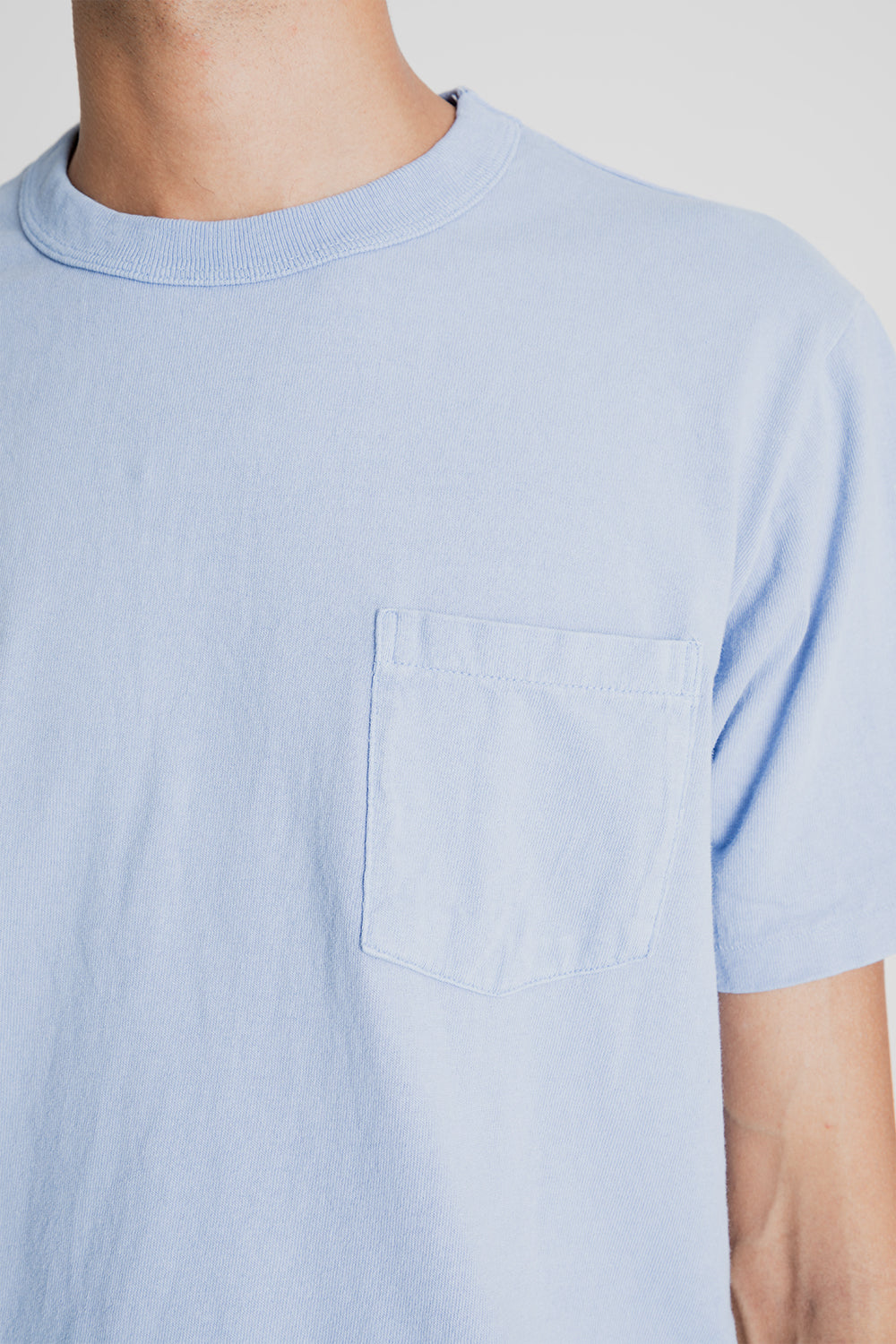 Velva Sheen Pigment Dyed Pocket Tee in Foggy Blue