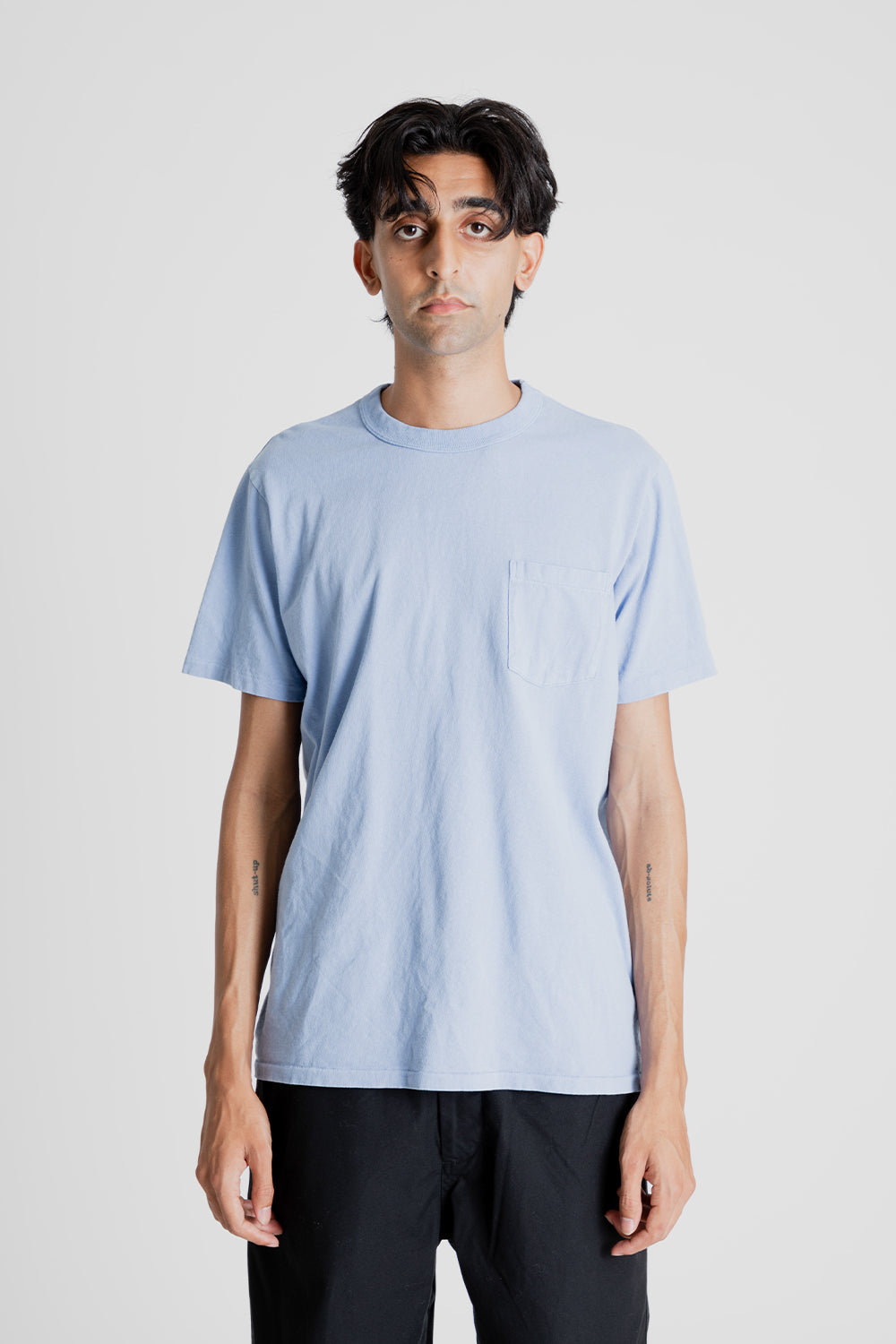 Velva Sheen Pigment Dyed Pocket Tee in Foggy Blue