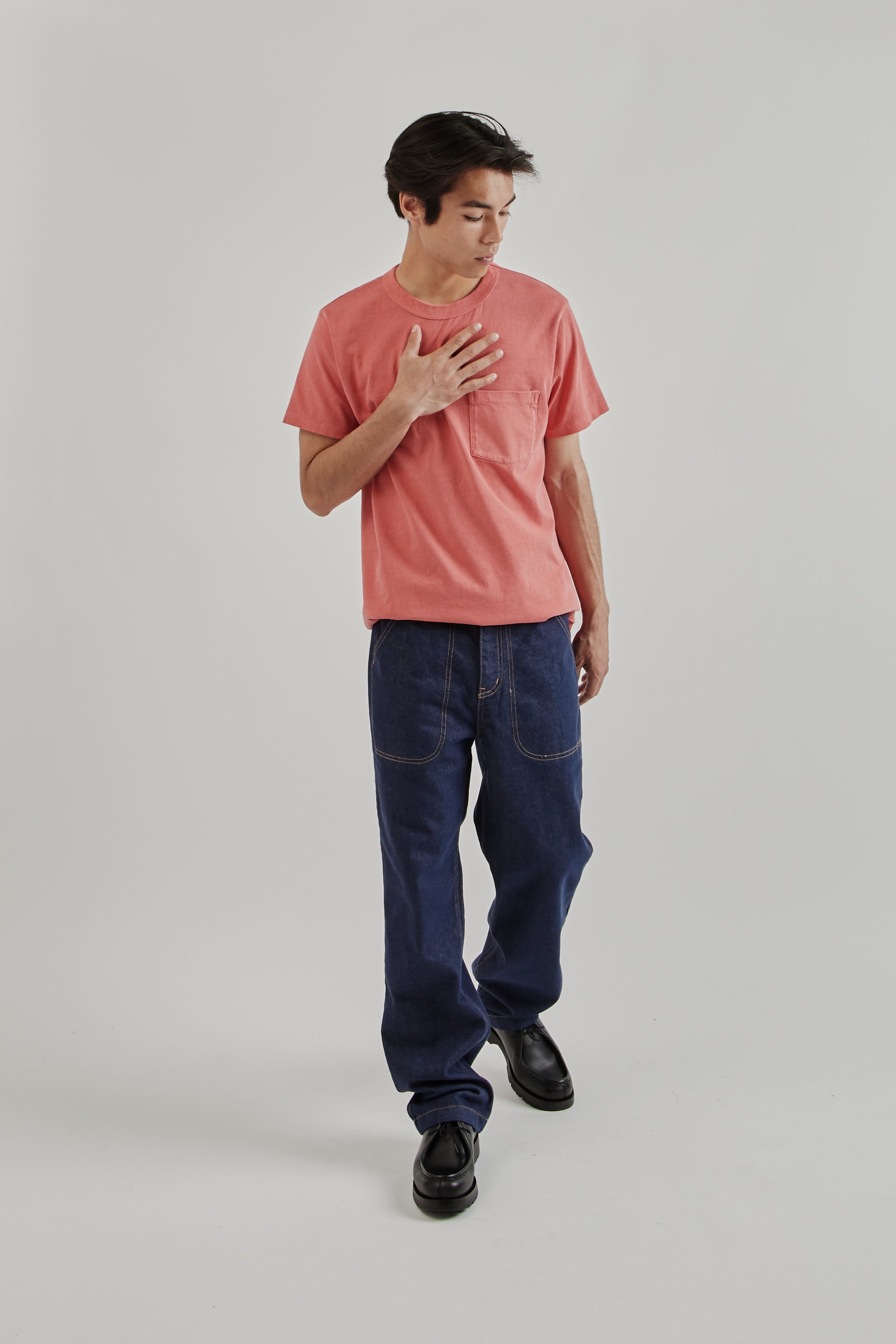 Velva Sheen SS25 Pigment Dyed Pocket Tee Phoenix Red 11