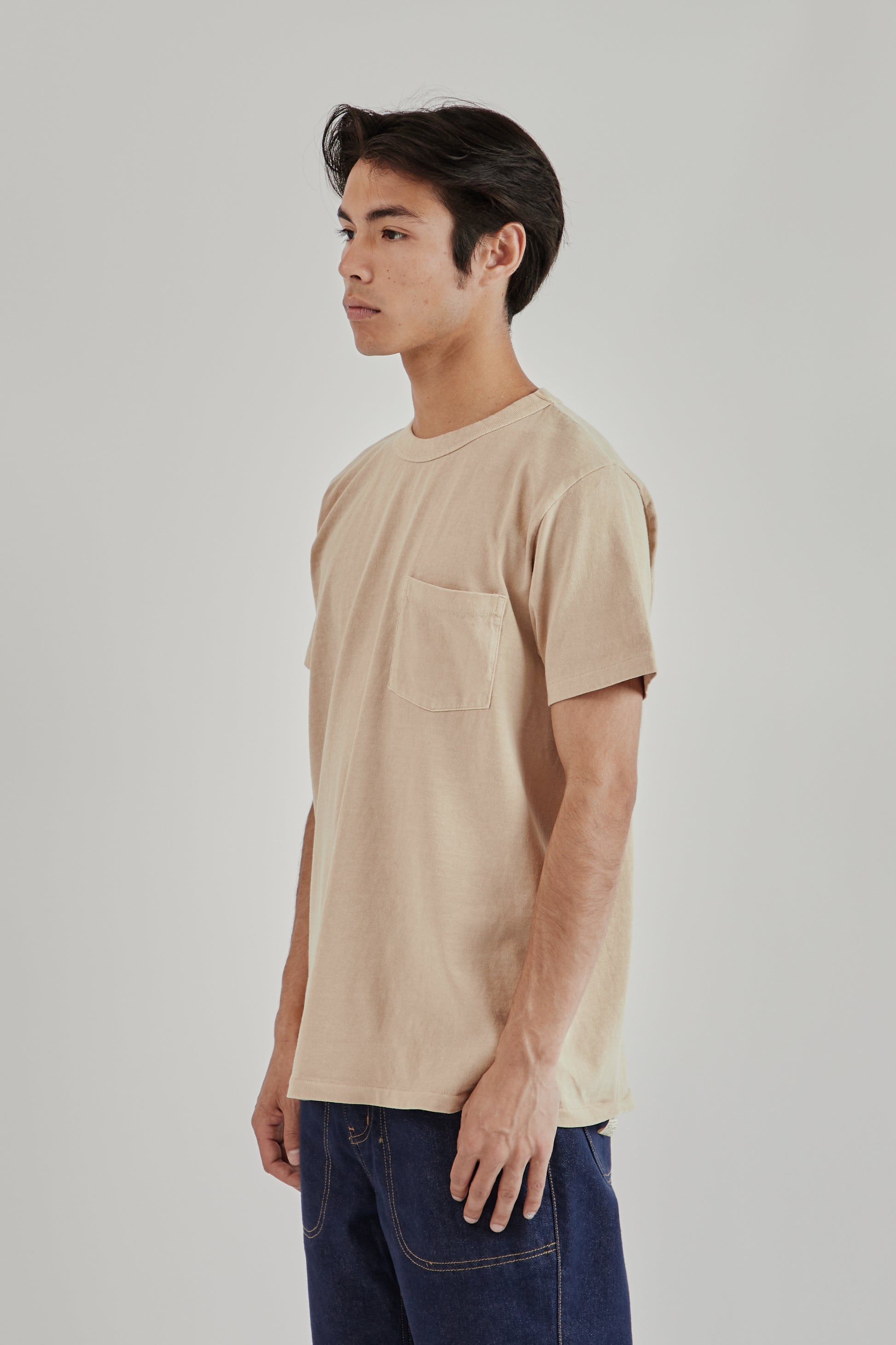 Velva Sheen SS25 Pigment Dyed Pocket Tee Smokey Beige 3
