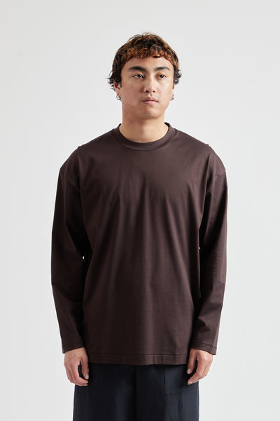 ATON SUVIN 60/2 Oversized Longsleeve T-Shirt - Burgandy | Wallace