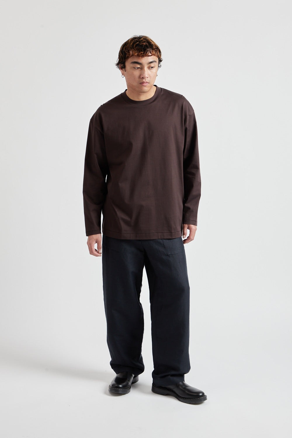 SUVIN 60/2 Oversized Longsleeve T-Shirt - Burgandy