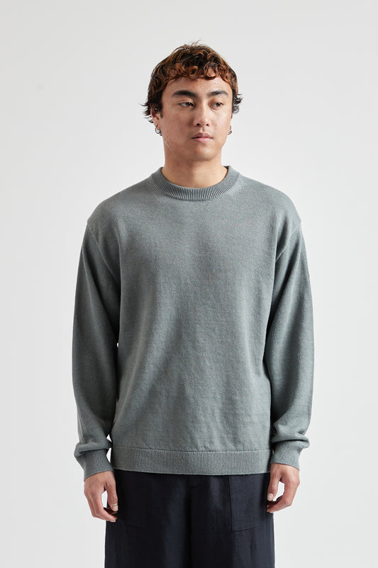 Hemp Knit Crewneck Sweater - Green
