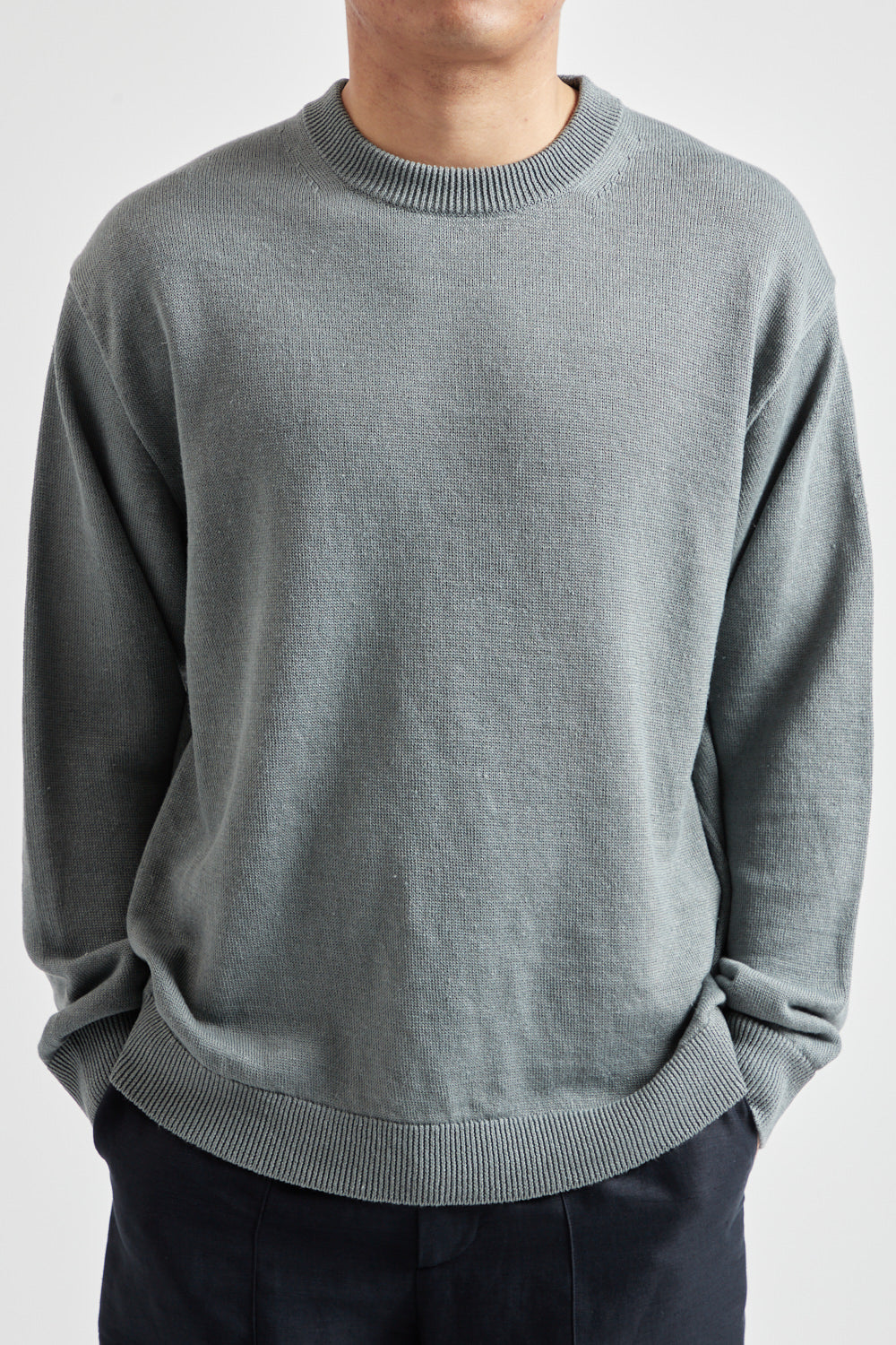 Hemp Knit Crewneck Sweater - Green