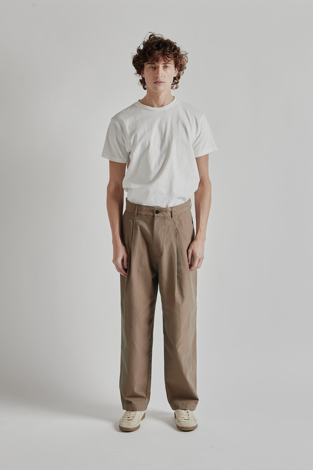 Deep Tuck Pressed Pants - Olive