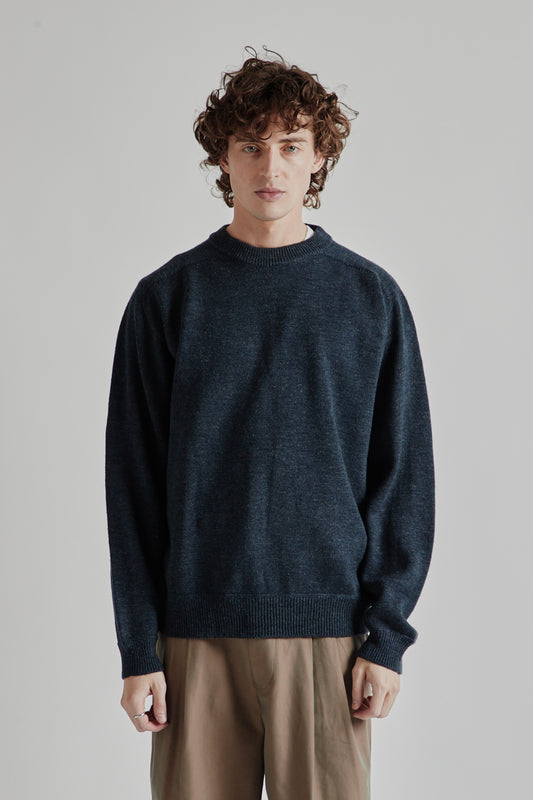 Linen Mix Seamless Sweater - Teal Blue