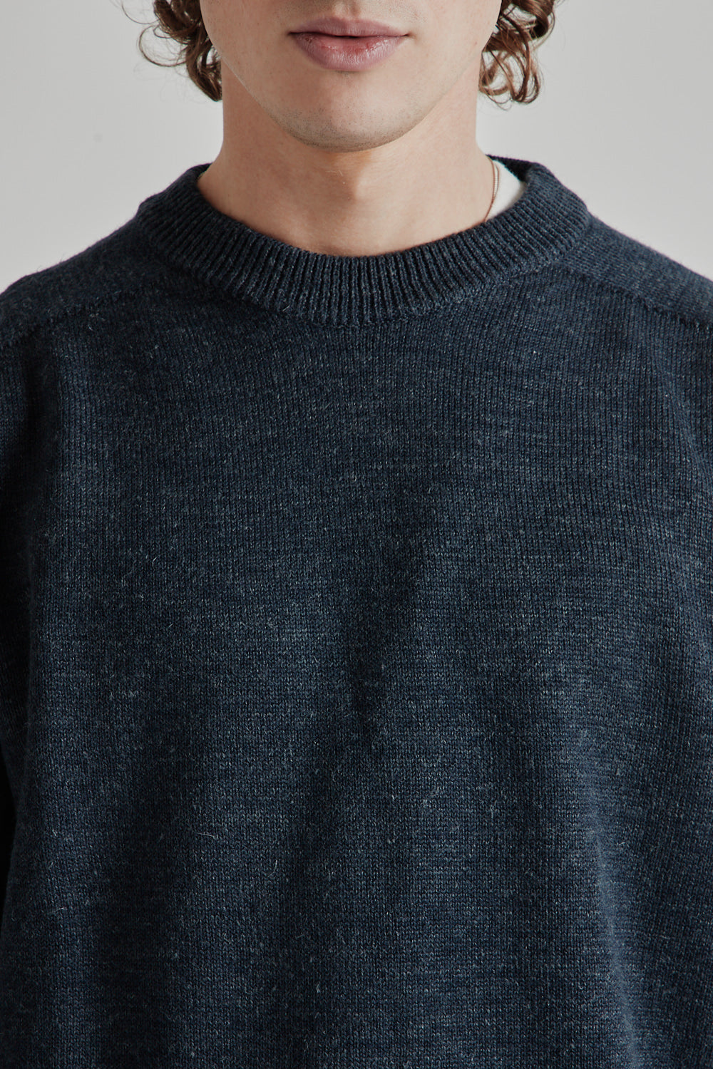 Linen Mix Seamless Sweater - Teal Blue