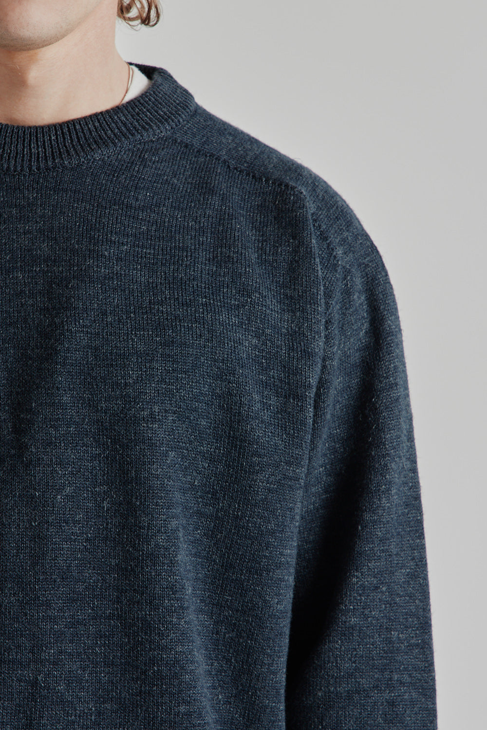 Linen Mix Seamless Sweater - Teal Blue