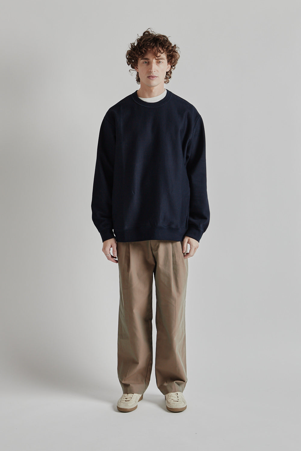 Mercerised Cotton Sweatshirt - Dark Navy