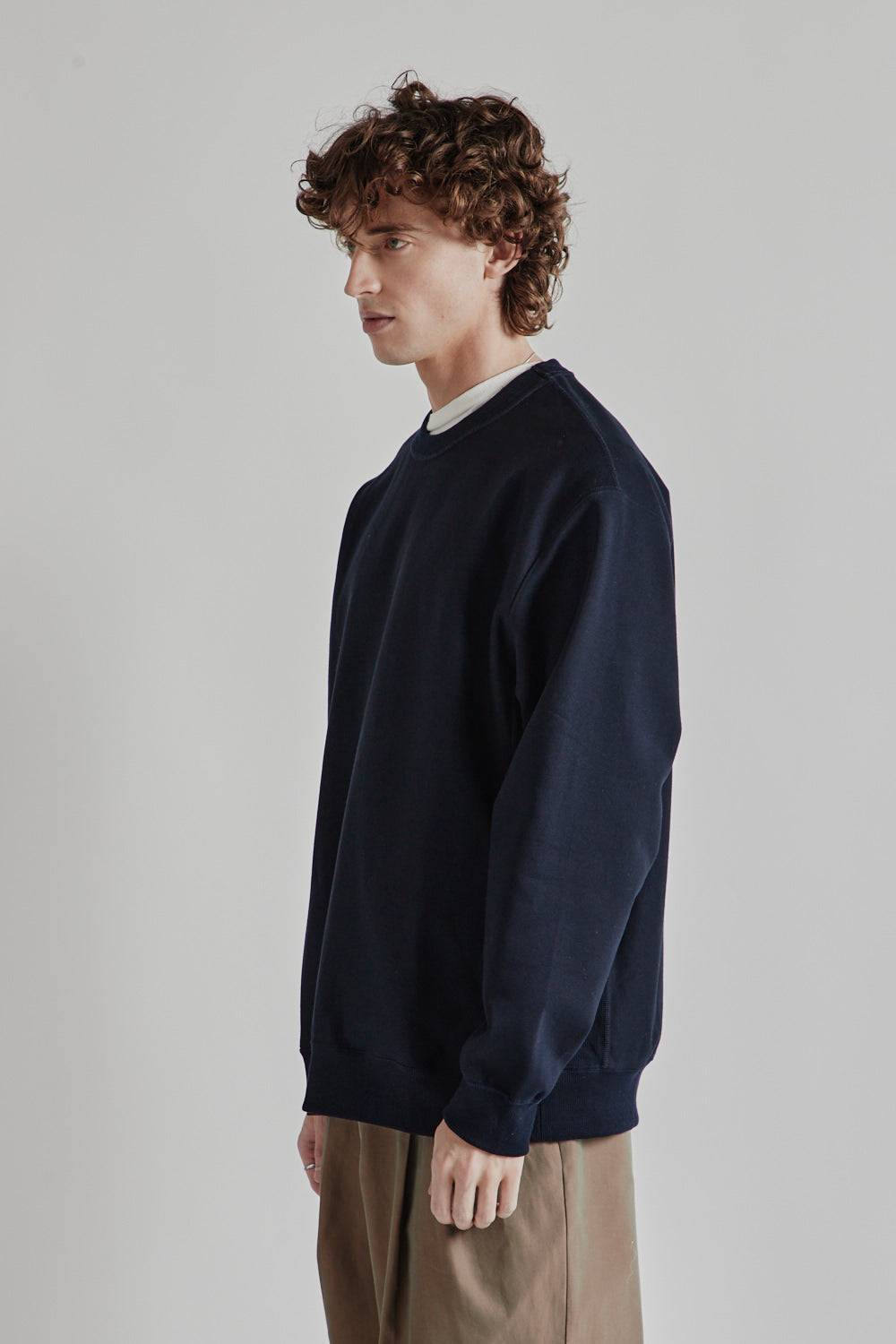 Mercerised Cotton Sweatshirt - Dark Navy