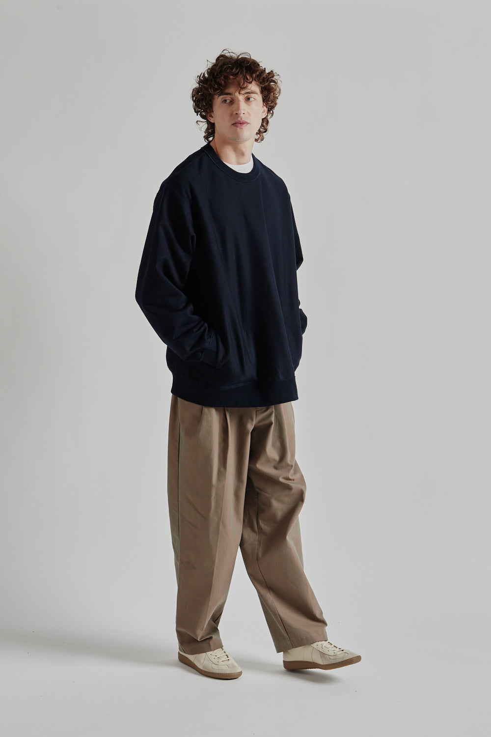 Mercerised Cotton Sweatshirt - Dark Navy