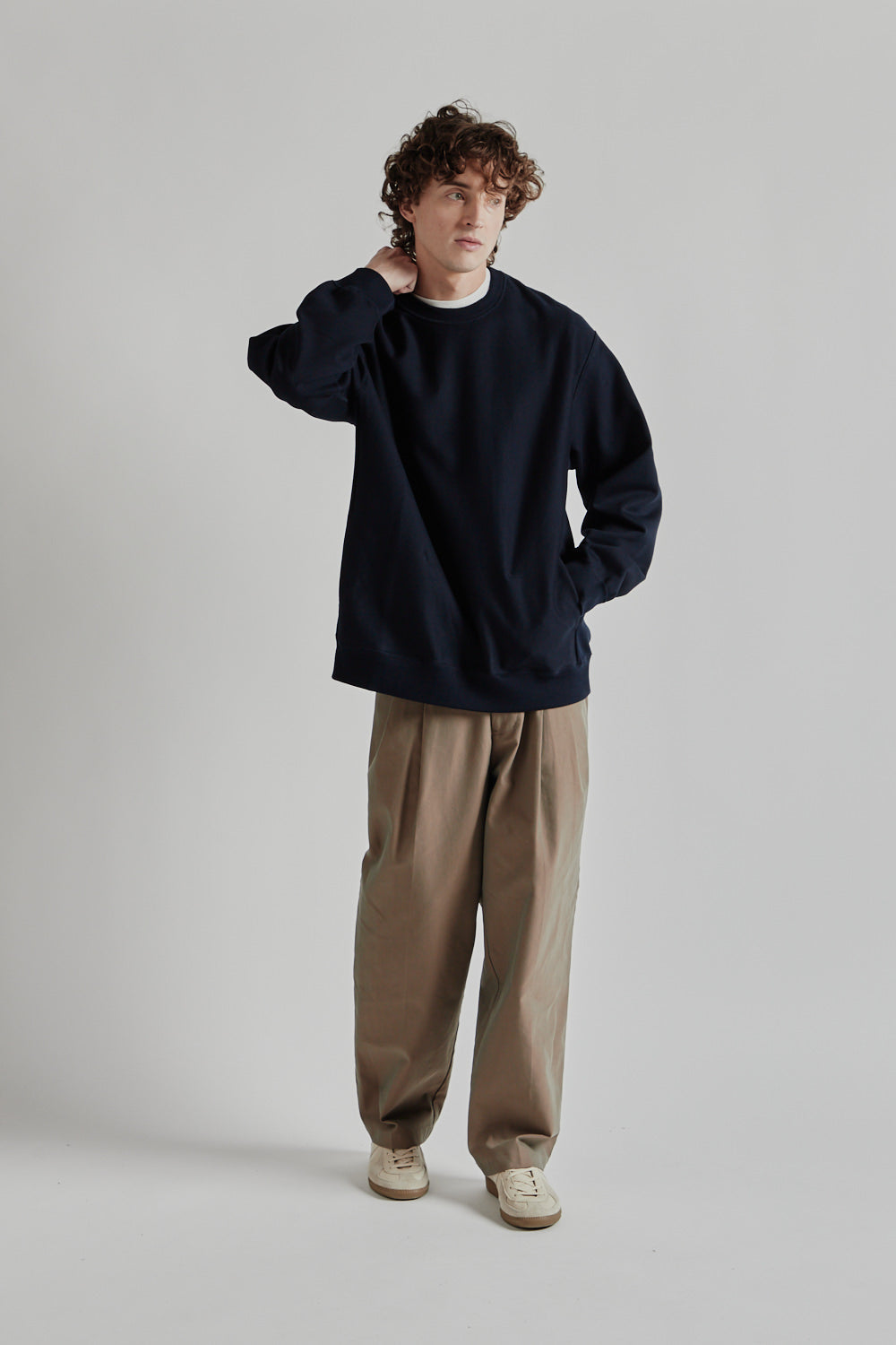 Mercerised Cotton Sweatshirt - Dark Navy