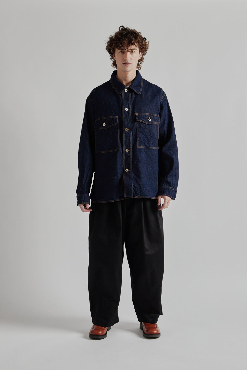 Is-Ness Silk Denim Shirt Jacket - Indigo
