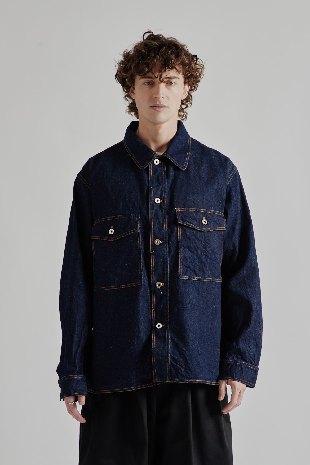 Is-Ness Silk Denim Shirt Jacket - Indigo
