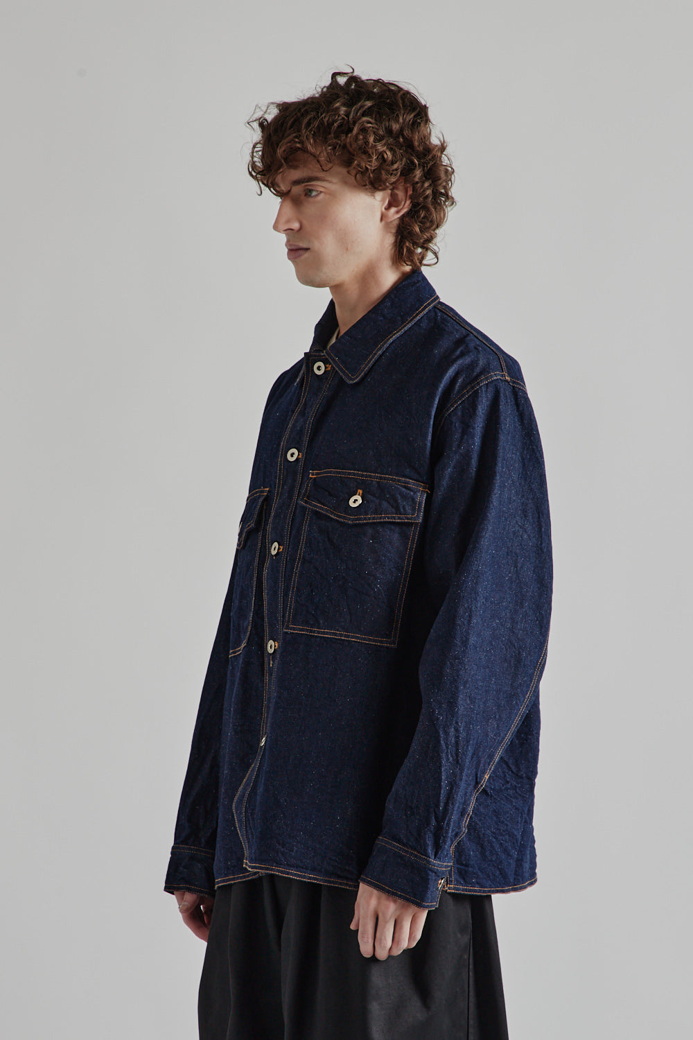 Is-Ness Silk Denim Shirt Jacket - Indigo
